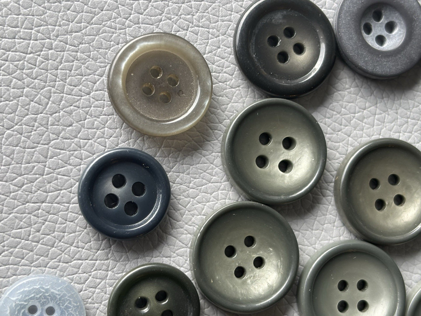 Vintage Button Collection 45 Lot Grey Blue Green Purple Red Grey Four Hole Small