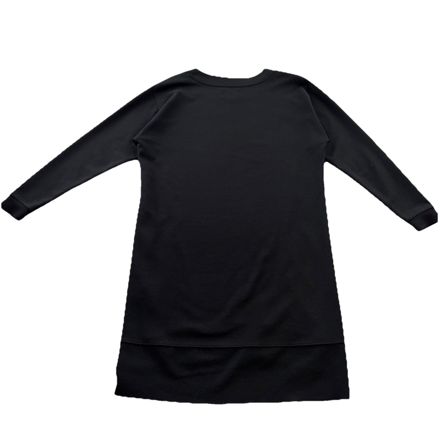 YAYA Women Black Sweatshirt Dress Asymmetrical Hem Minimalist Quiet Luxury M