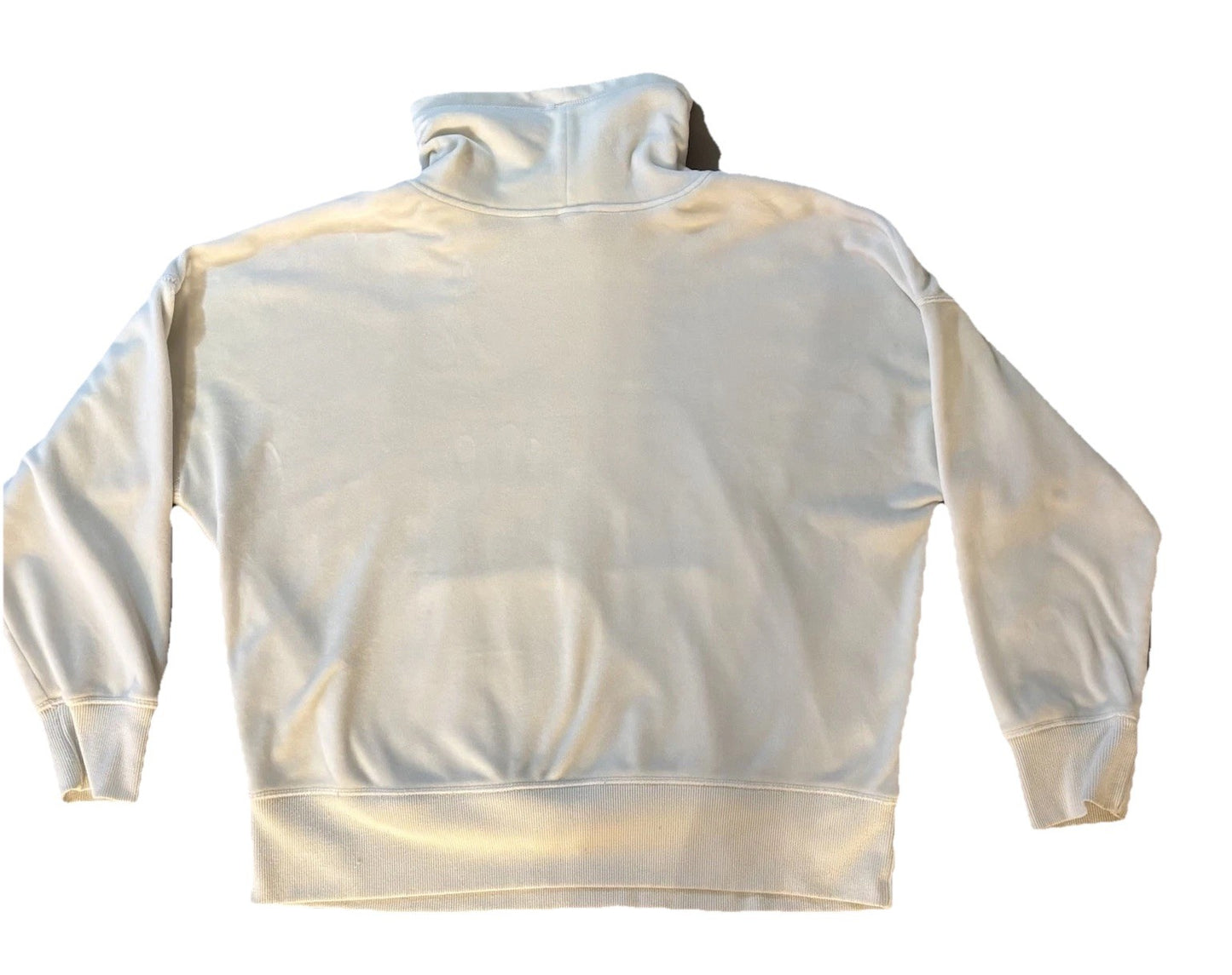 Hyba Funnel Neck White Sweatshirt XL Cozy Minimalist Athleisure Kangaroo Pocket