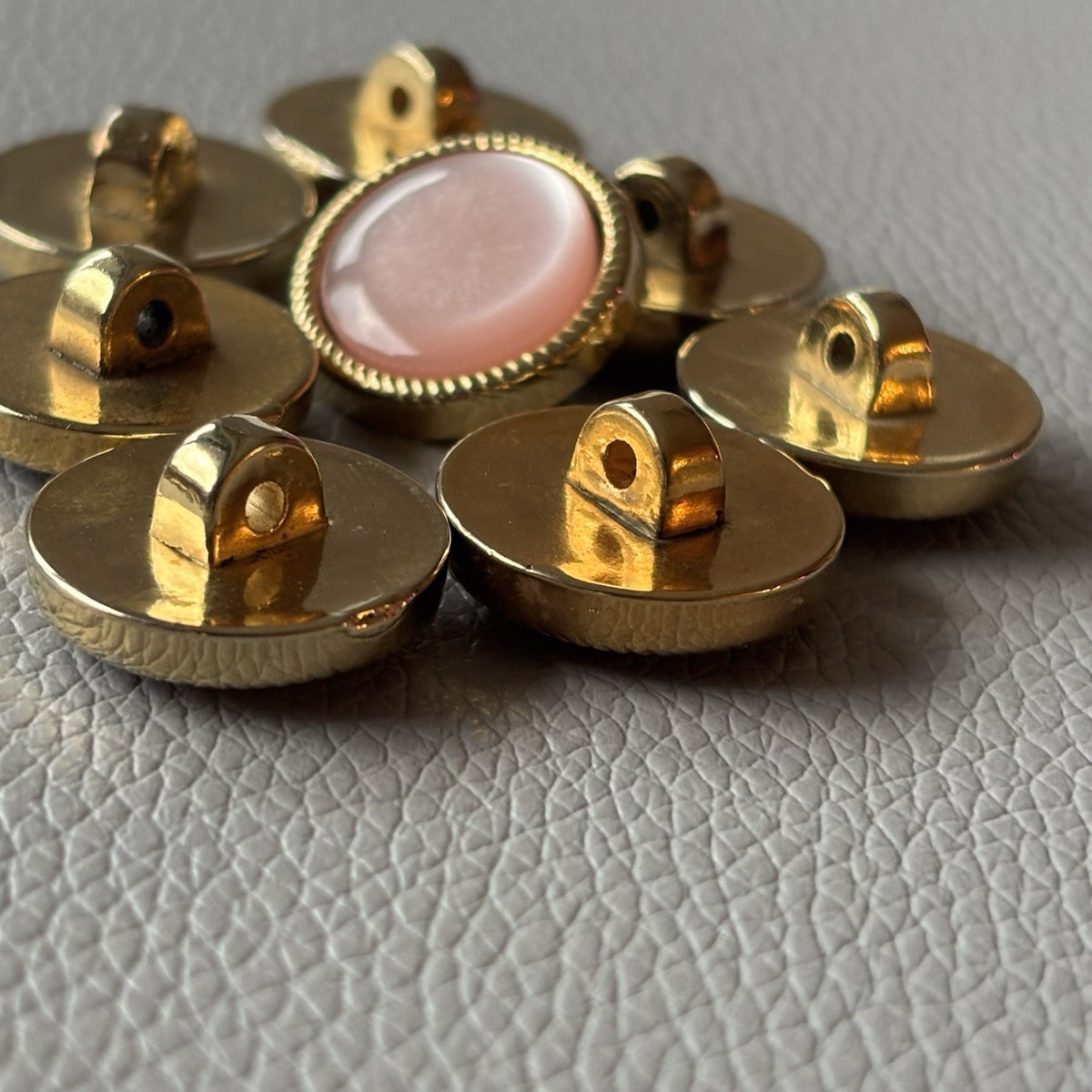 Contemporary Gold Filigree Cabochon Button Lot Pink Aqua Frosted Retro Style Set