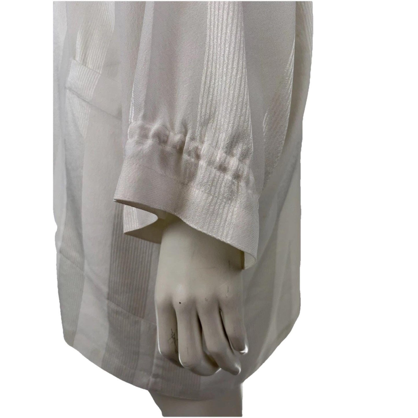 Vintage Simon Chang Women White Large Blouse Button Closure Basic Quiet Luxury