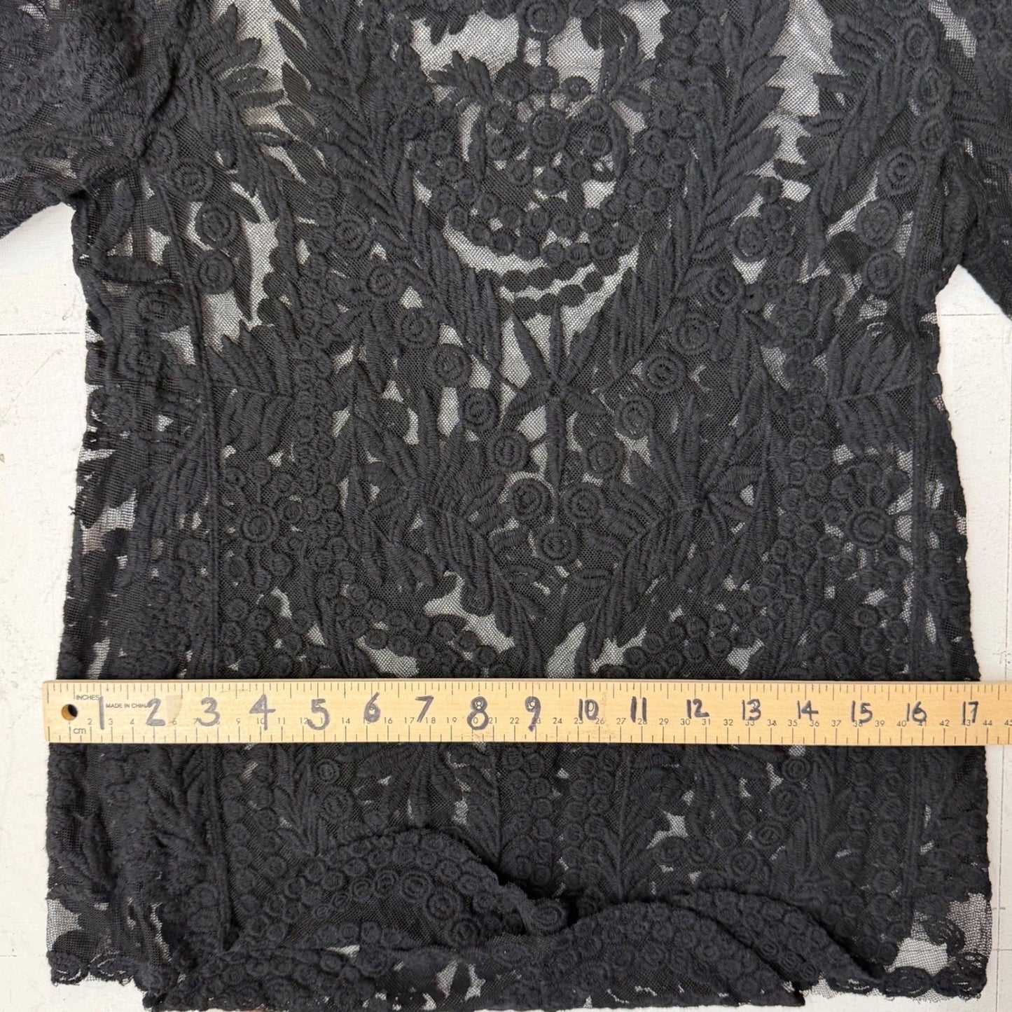 Black Sheer Mesh Top Embroidered Floral Blouse Whimsigoth Victorian Boatneck