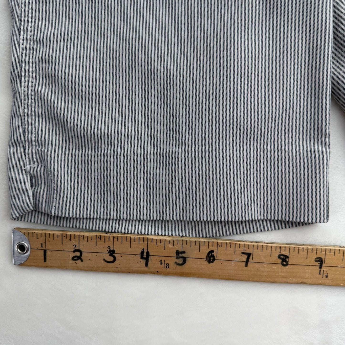 Hilary Radley Black White Pinstripe Pull On Shorts Stretch Size 10 Nautical Prep