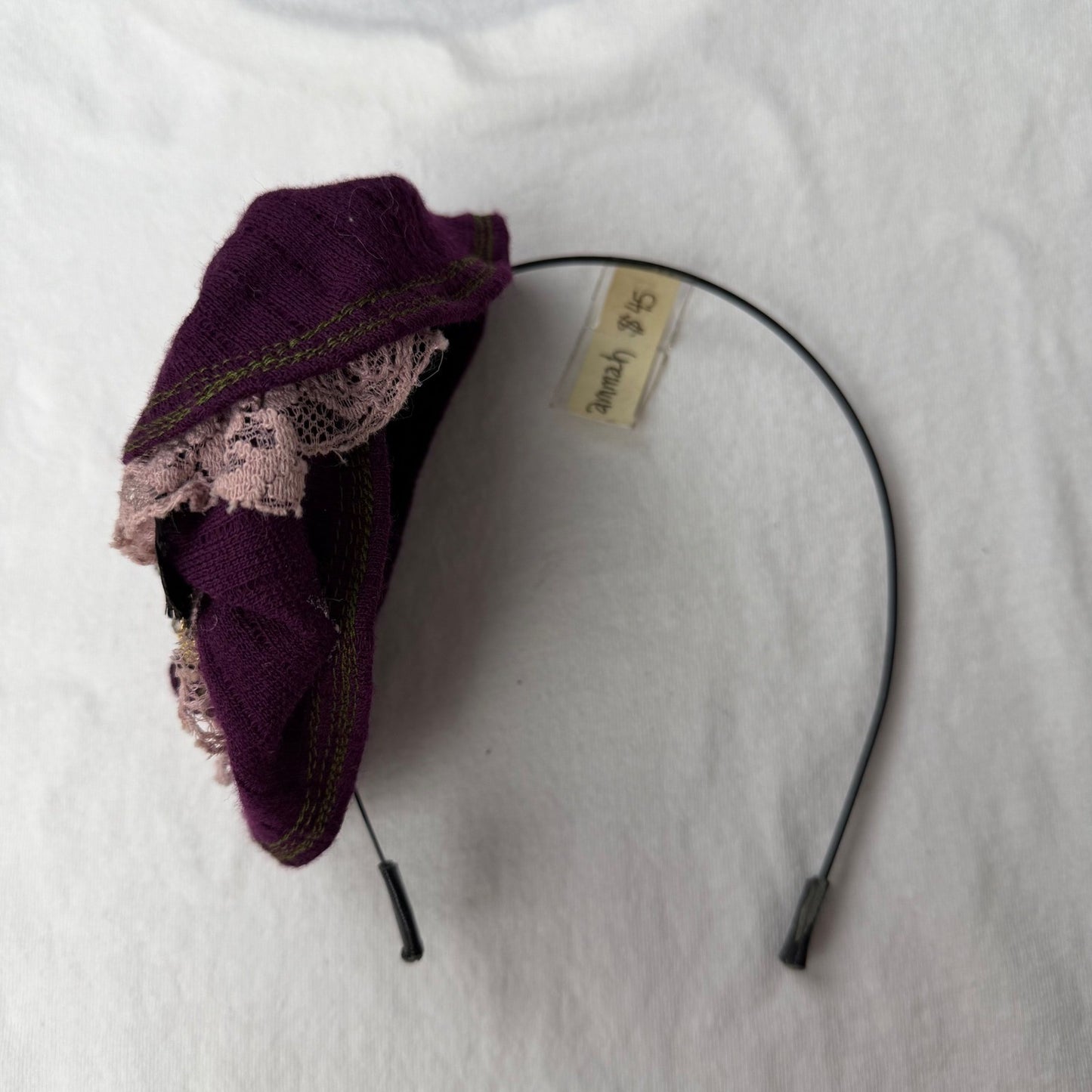 Handmade Fascinator Pillbox Style Purple Lace Feather Victorian Steampunk OS