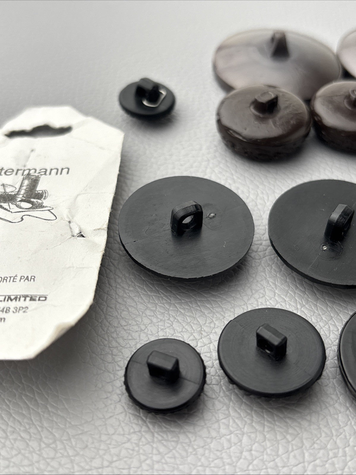 Vintage Black & Brown Button Lot Mixed Textured Carved Resin & Glass Look Design