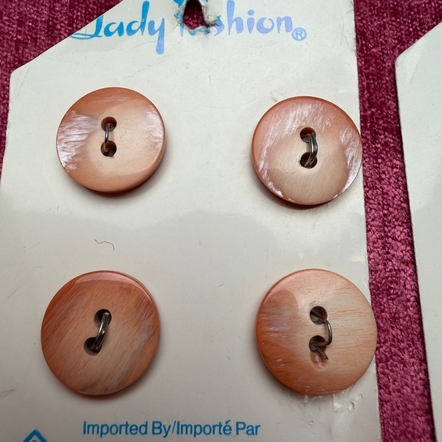 Lady Fashion Vintage Buttons 6 Cards Marbled Pearlescent Retro Sewing Notions