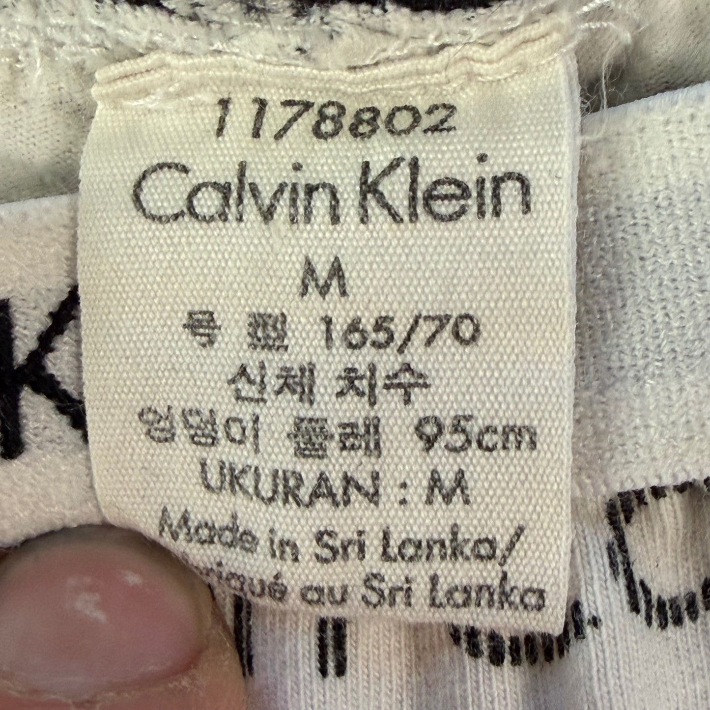Calvin Klein Pajama Pants All Over Logo Print Y2K Streetwear Loungewear White M