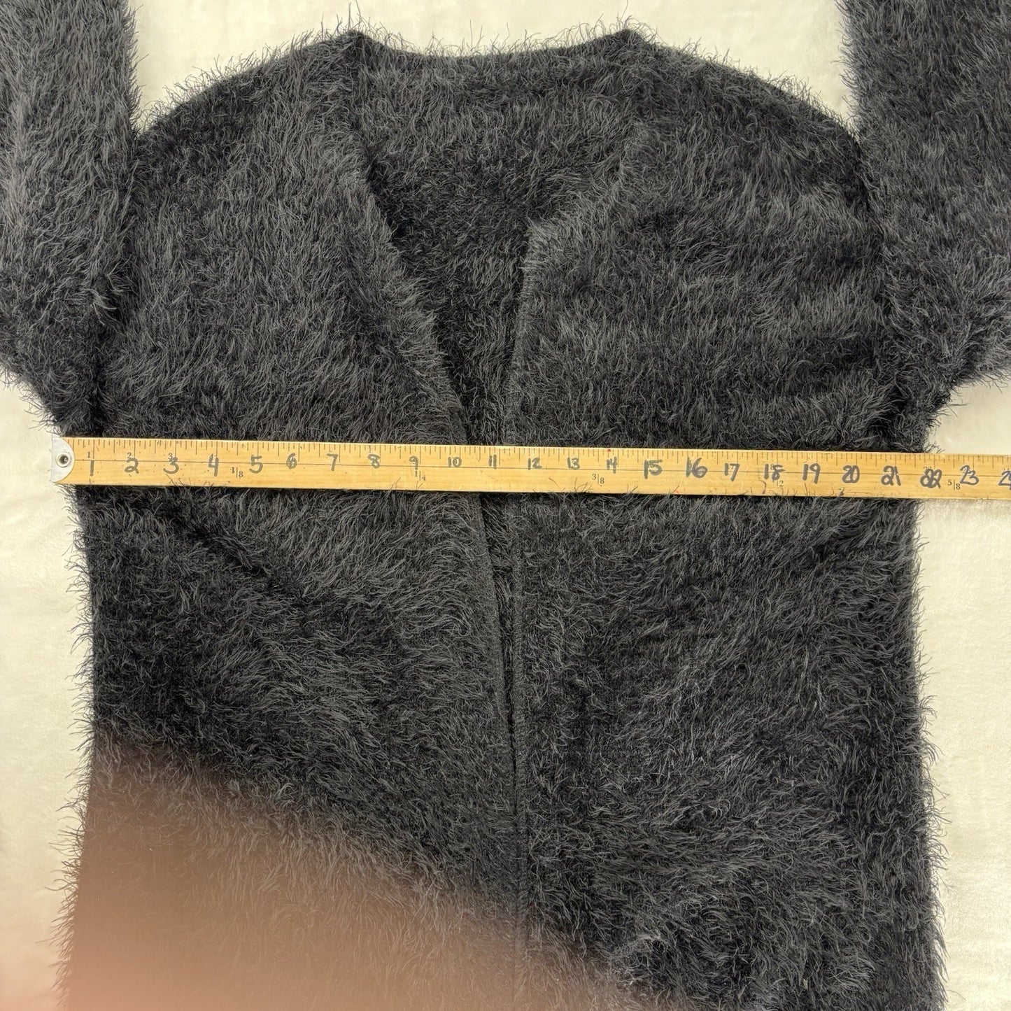 Black Fuzzy Open Front Mohair Look Oversized Cardigan Sweater Grunge Kurt Cobain