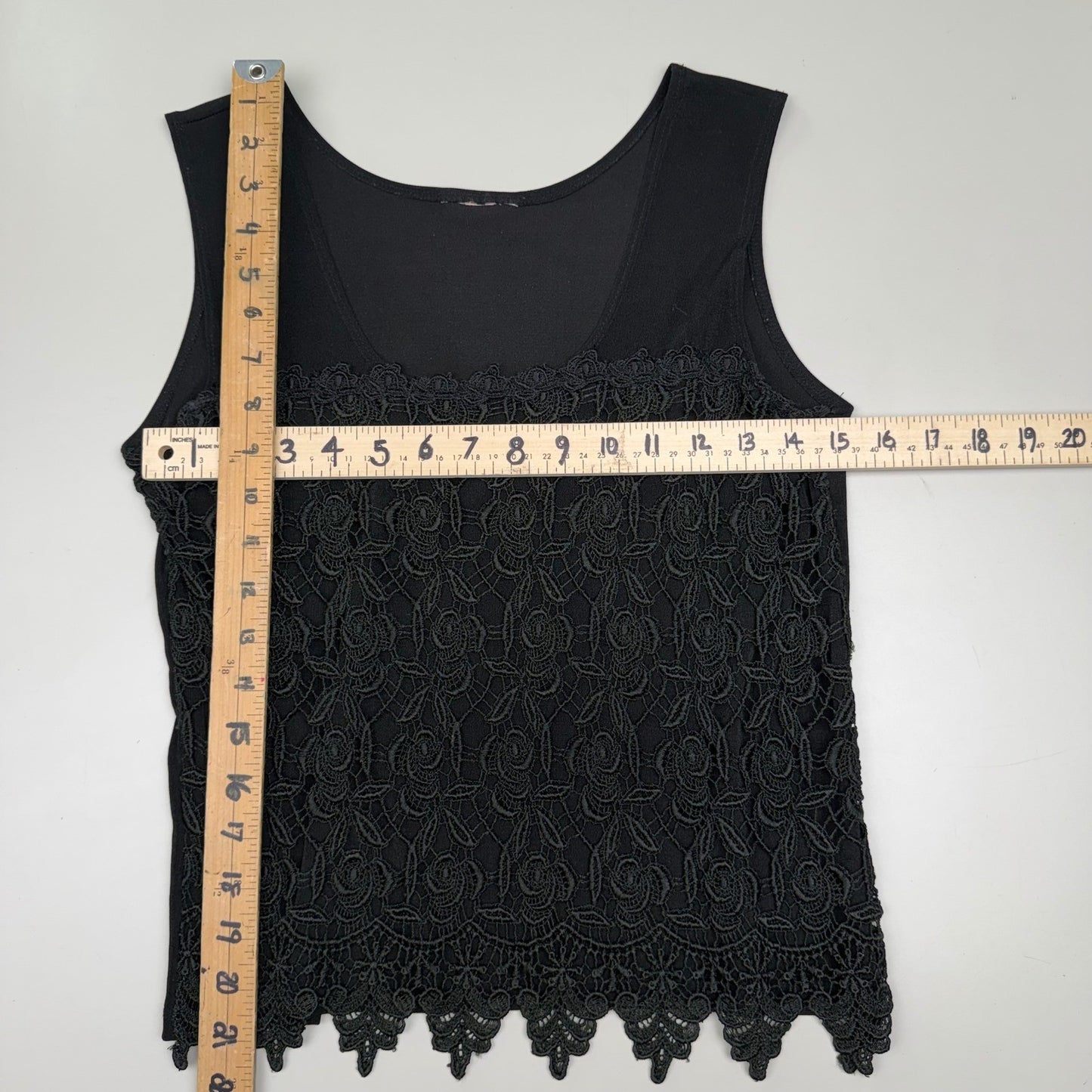 Black Lace Tank Top Floral Overlay Whimsigoth Goth Coquette Romantic Size S/M