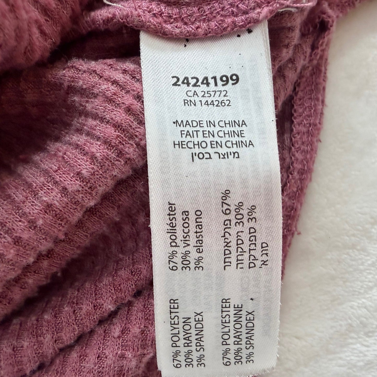 Devoted Women's Henley Top Berry Waffle Knit Snaps Cabincore Gorpcore Medium