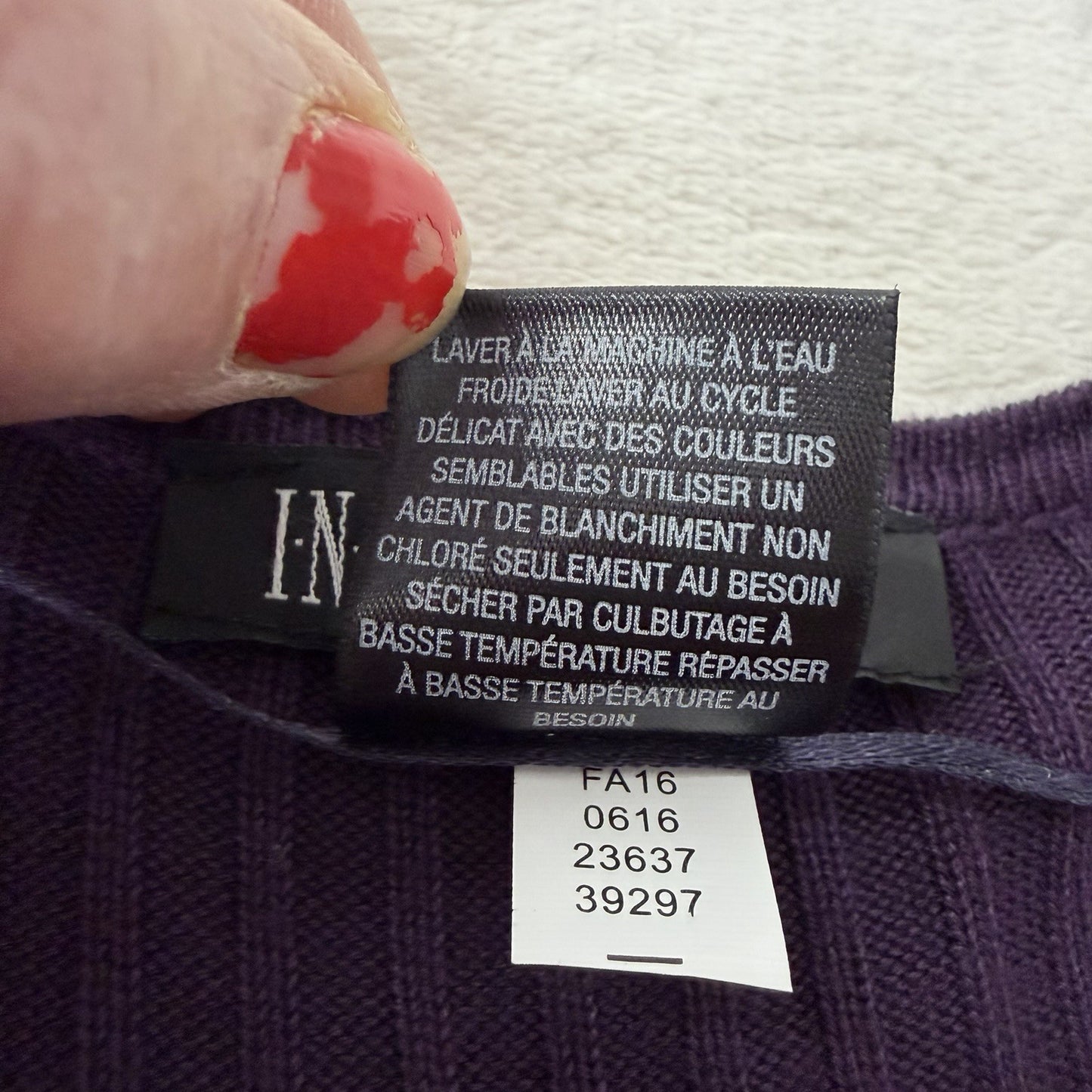 INC International Concept Ribbed Sz Large Cardigan Purple Sweater Open Front