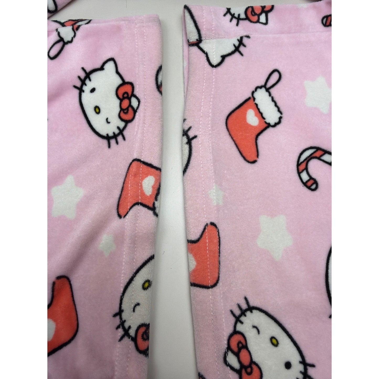 Hello Kitty Pajama Set Christmas Pink Plush Kawaii Coquette Sanrio Sleepwear XL