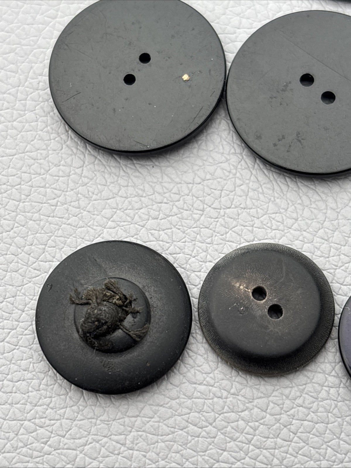 Vintage 1940s Black Bakelite Plastic Buttons Lot of 18 Carved Geometric Designs