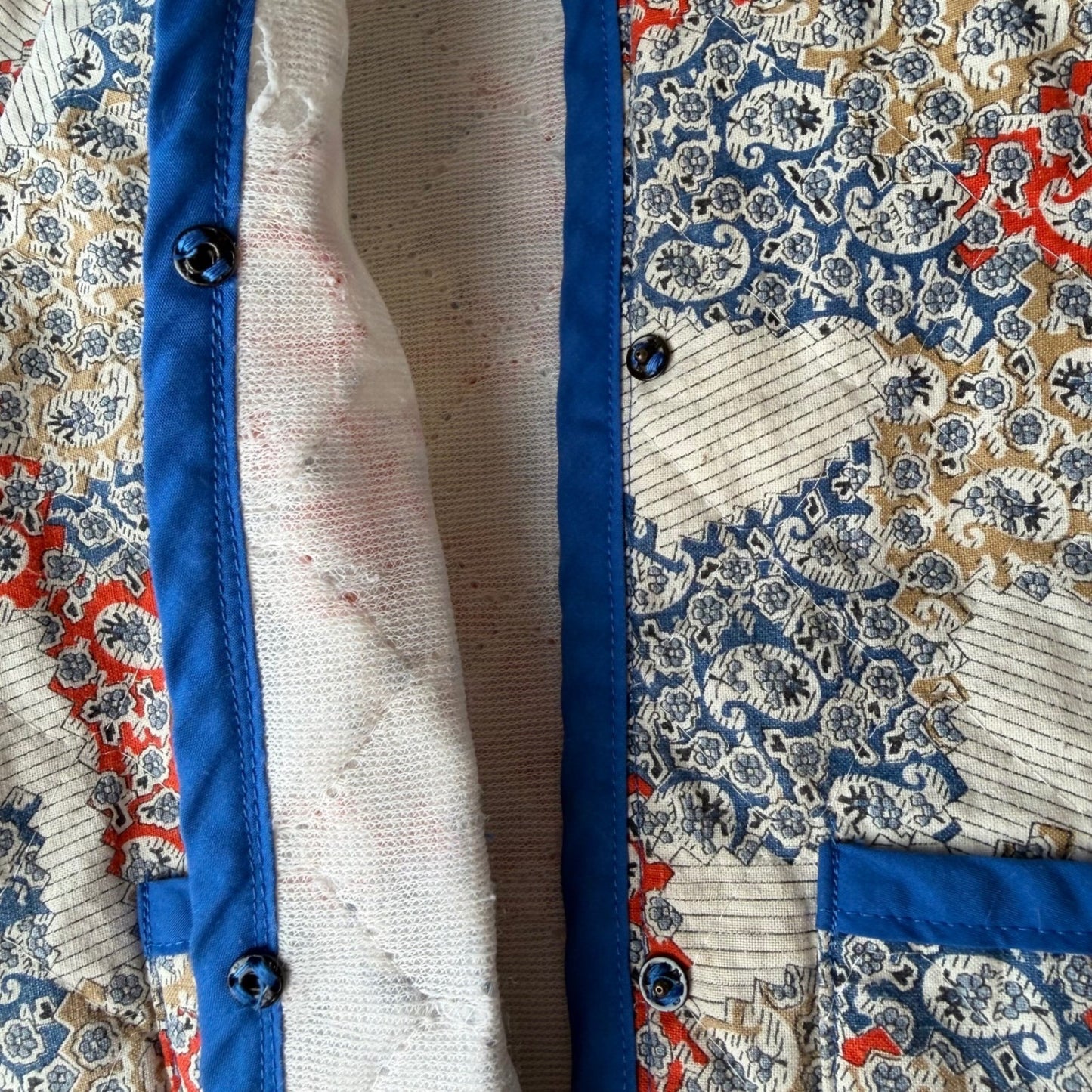 Vintage Handmade Jacket Quilted Paisley Patchwork Mandarin Collar Boho Kids 4T