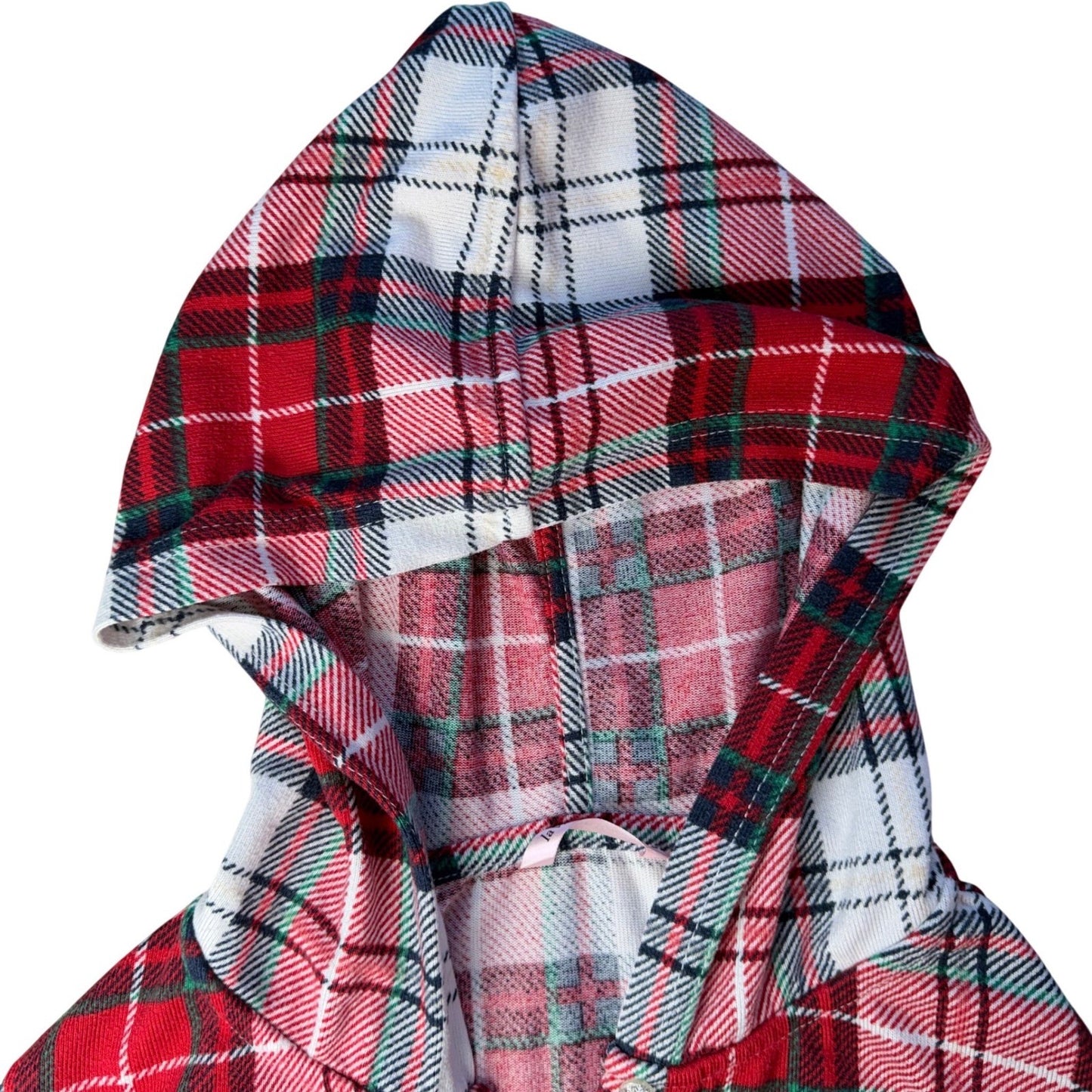 La Vie en Rose Pajama One Piece Plaid Hooded Christmas Loungewear XS