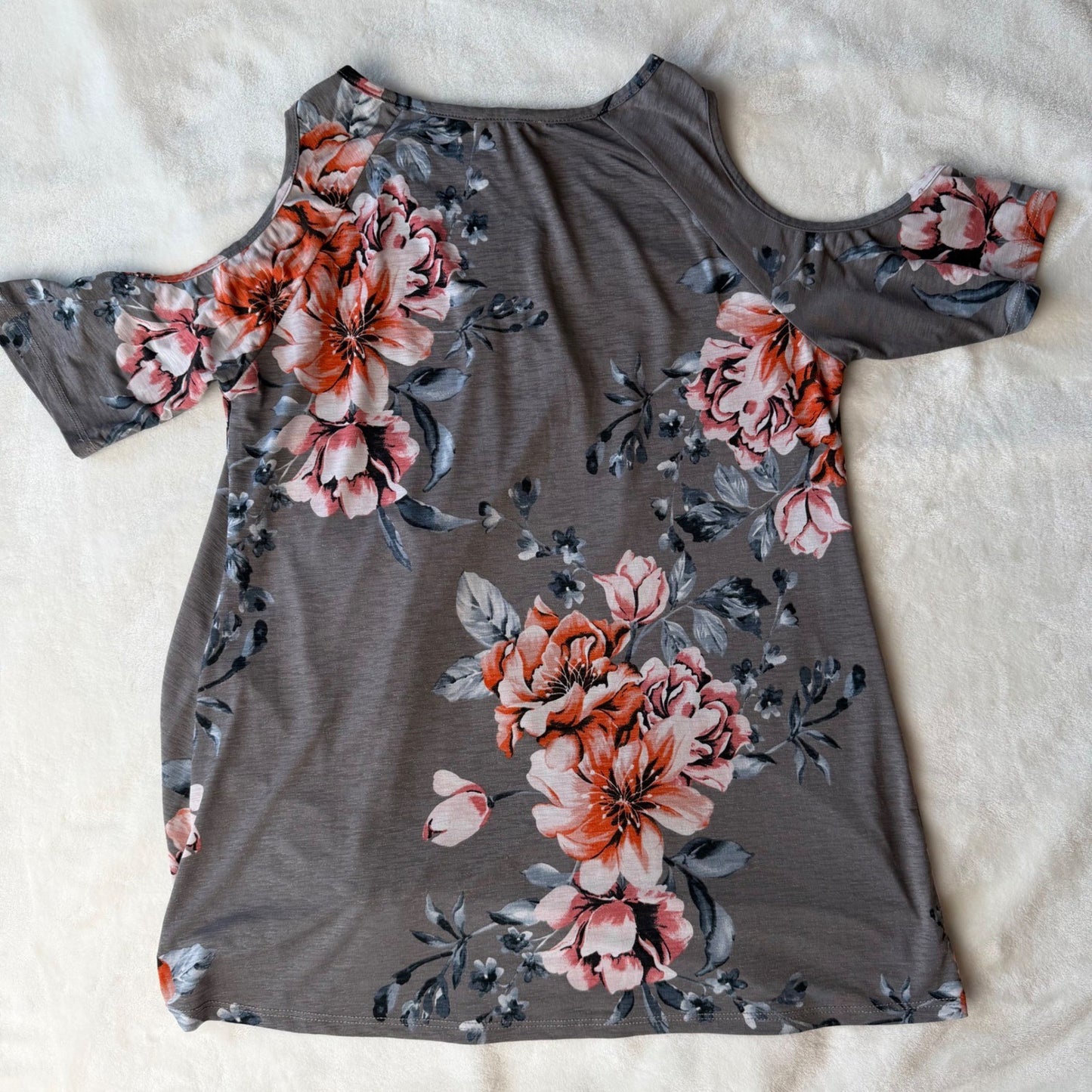Cotton Bleu Floral Cold Shoulder Top Twist Knot Soft Girl Summer Boho Small
