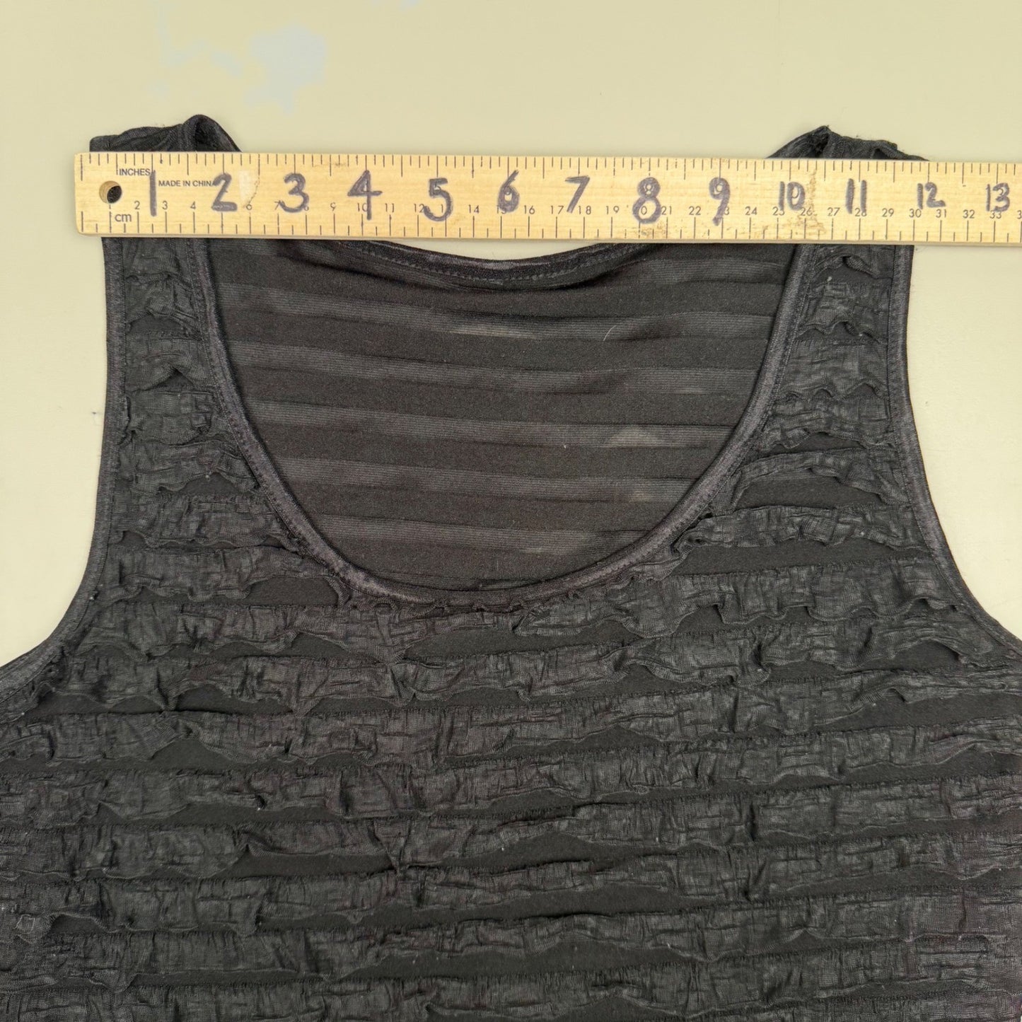 Women's handmade Tank Top Black Ruffle Tiered Mesh Grunge Fairycore Y2K Small