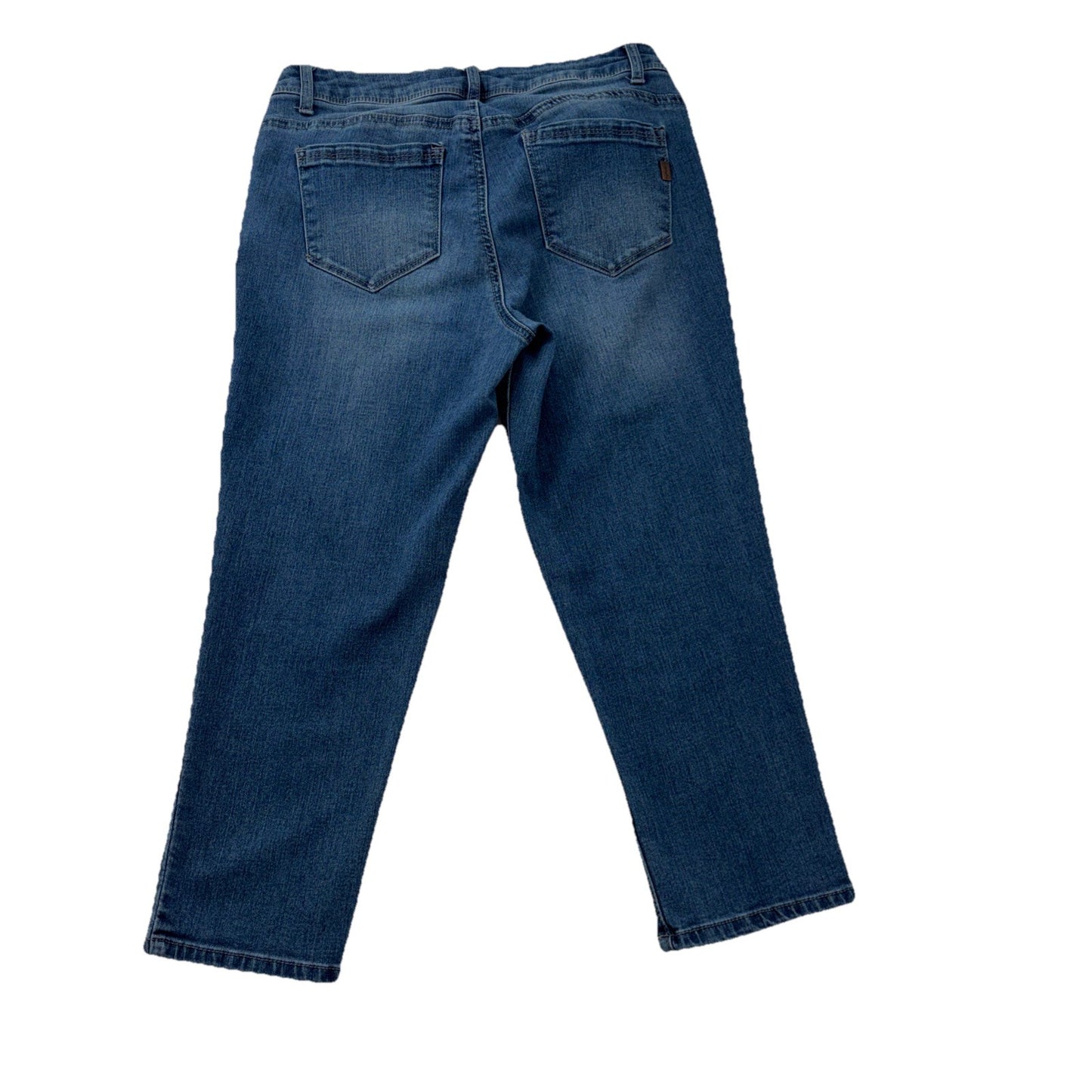 1822 Denim Jeans Womens 12 Ankle Tapered Blue Wash Stretch Distressed Basiccore