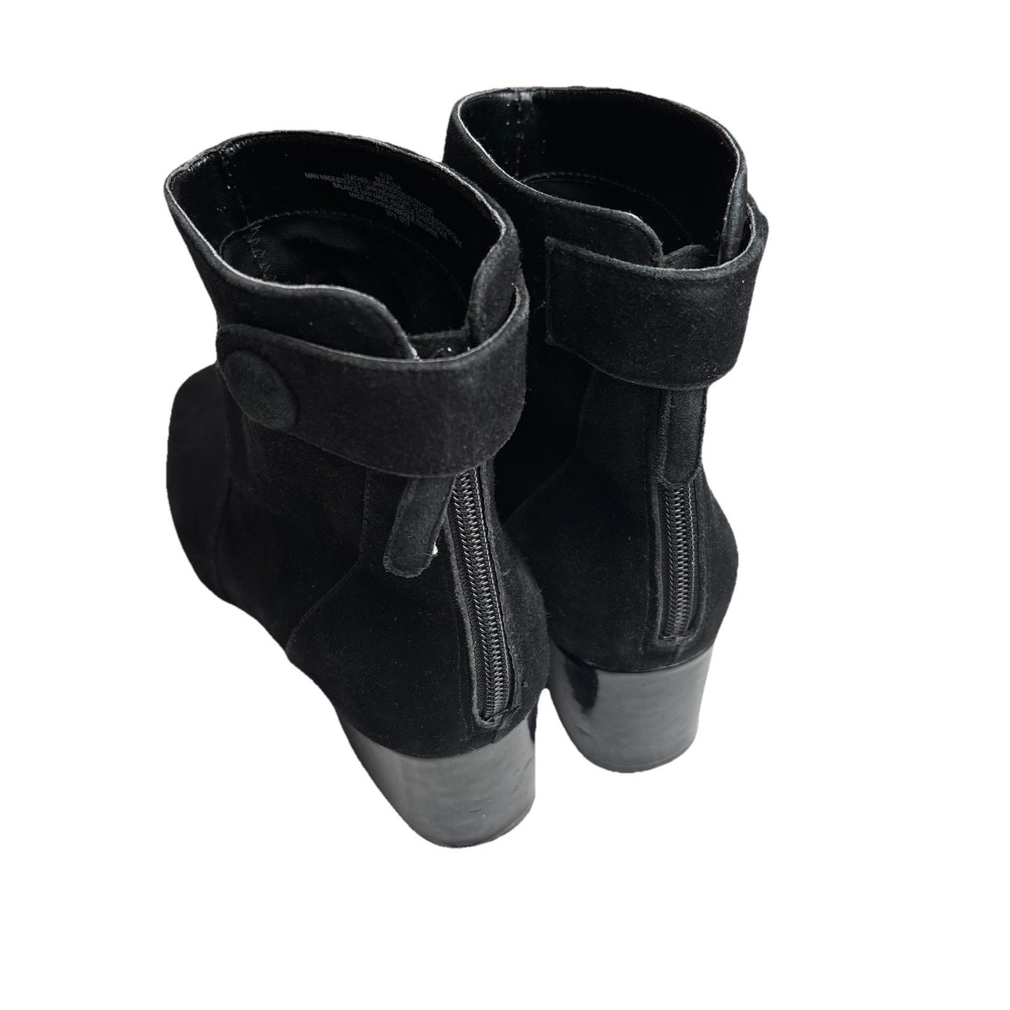 Bandolino Ankle Boots Women’s Size 8.5 Black Patent Block Heel Snap Closure