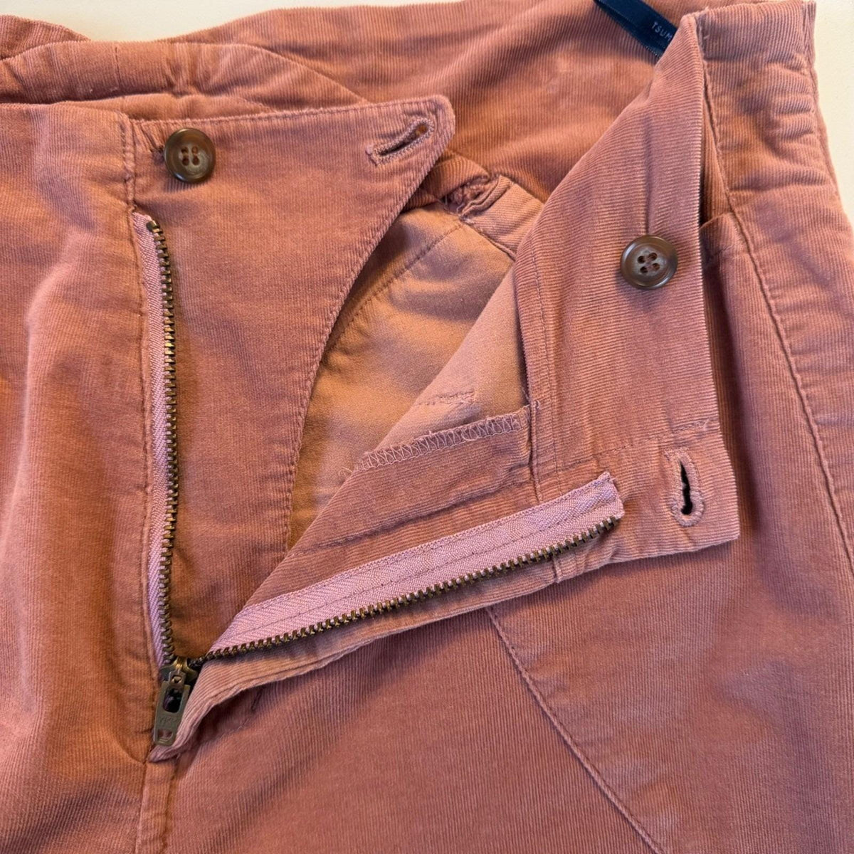 Tsumori Chisato Corduroy Pants Dusty Rose Japanese Designer Quiet Luxury Artsy S
