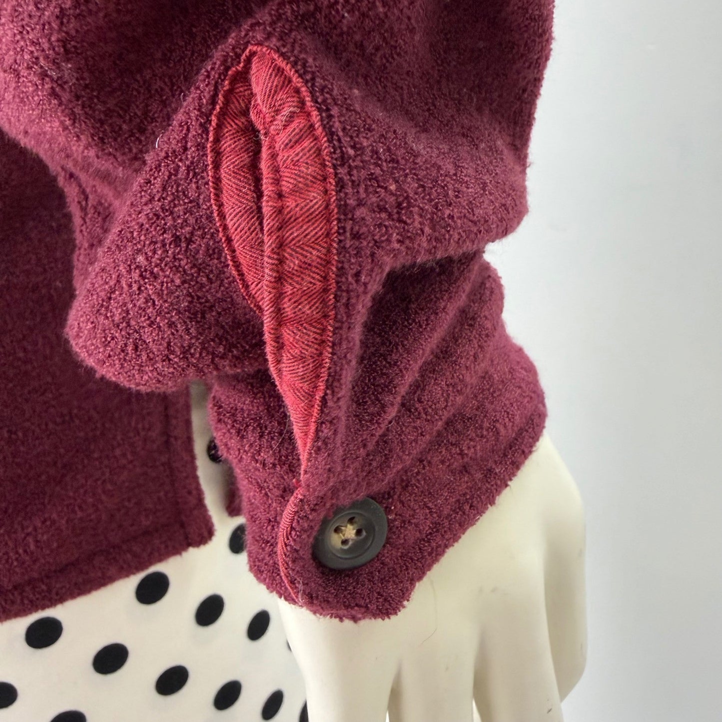 North Forty Four Fleece Button Down Shirt Burgundy Shacket Gorpcore Cabin Large