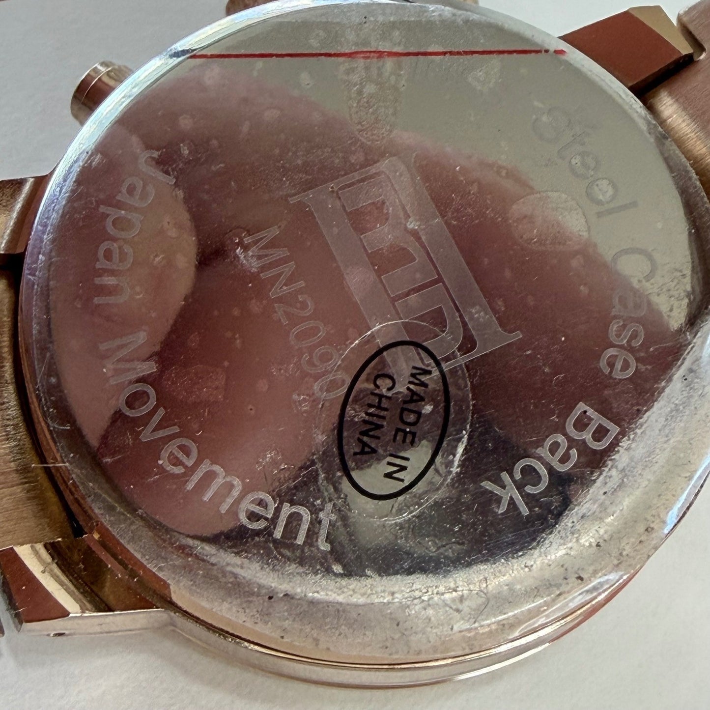 EDJ Gold Tone Chronograph Watch Oversized Statement Quartz Stainless Steel