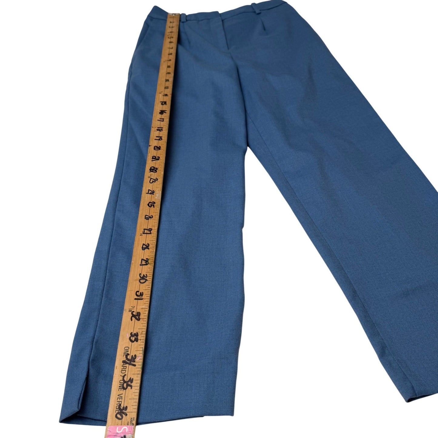 H&M Blue Wide Leg Pleated Tailored Dress Pants Women US 4 EUR 36