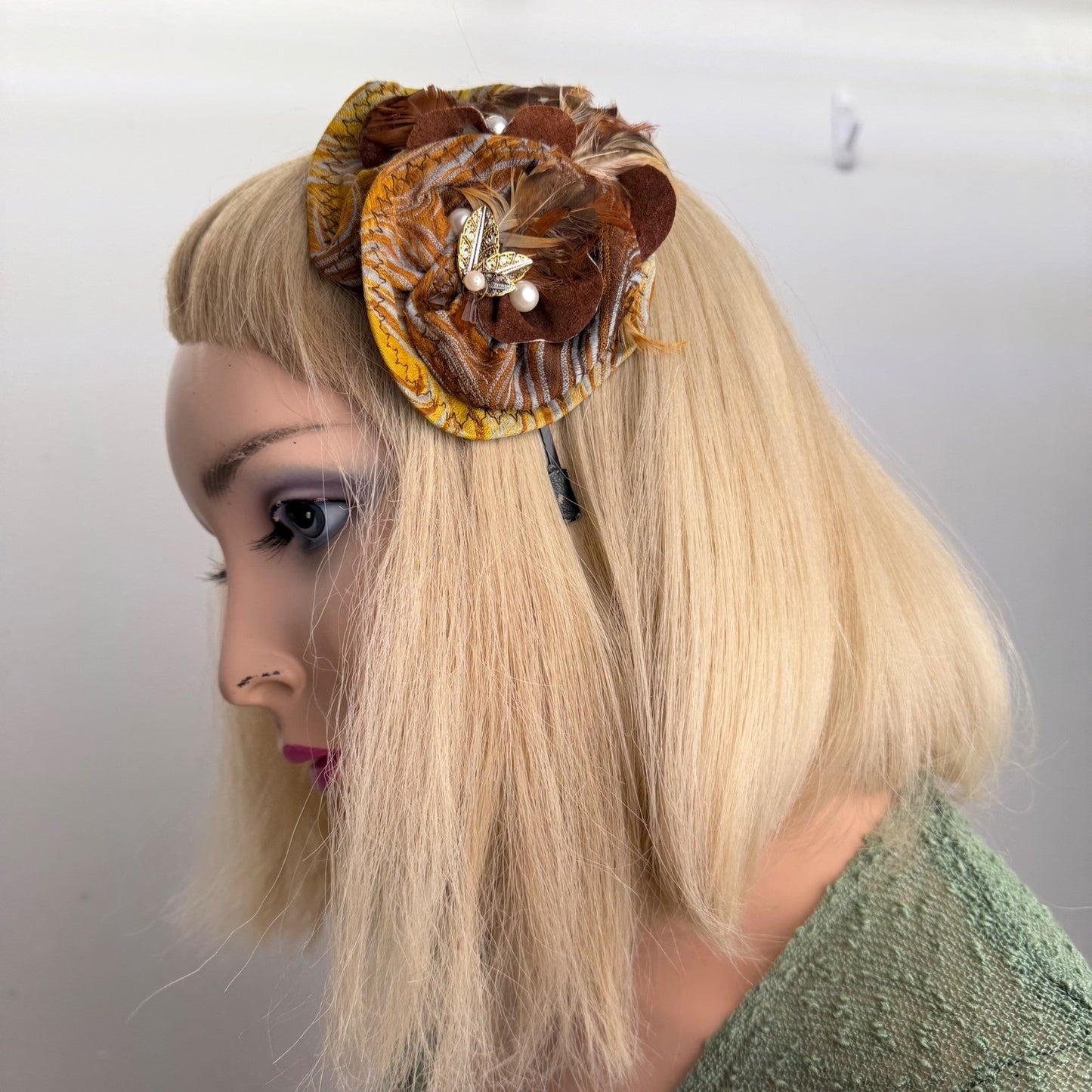 Handmade Fascinator Headband Feather Butterfly Boho Whimsical Fairycore  OS