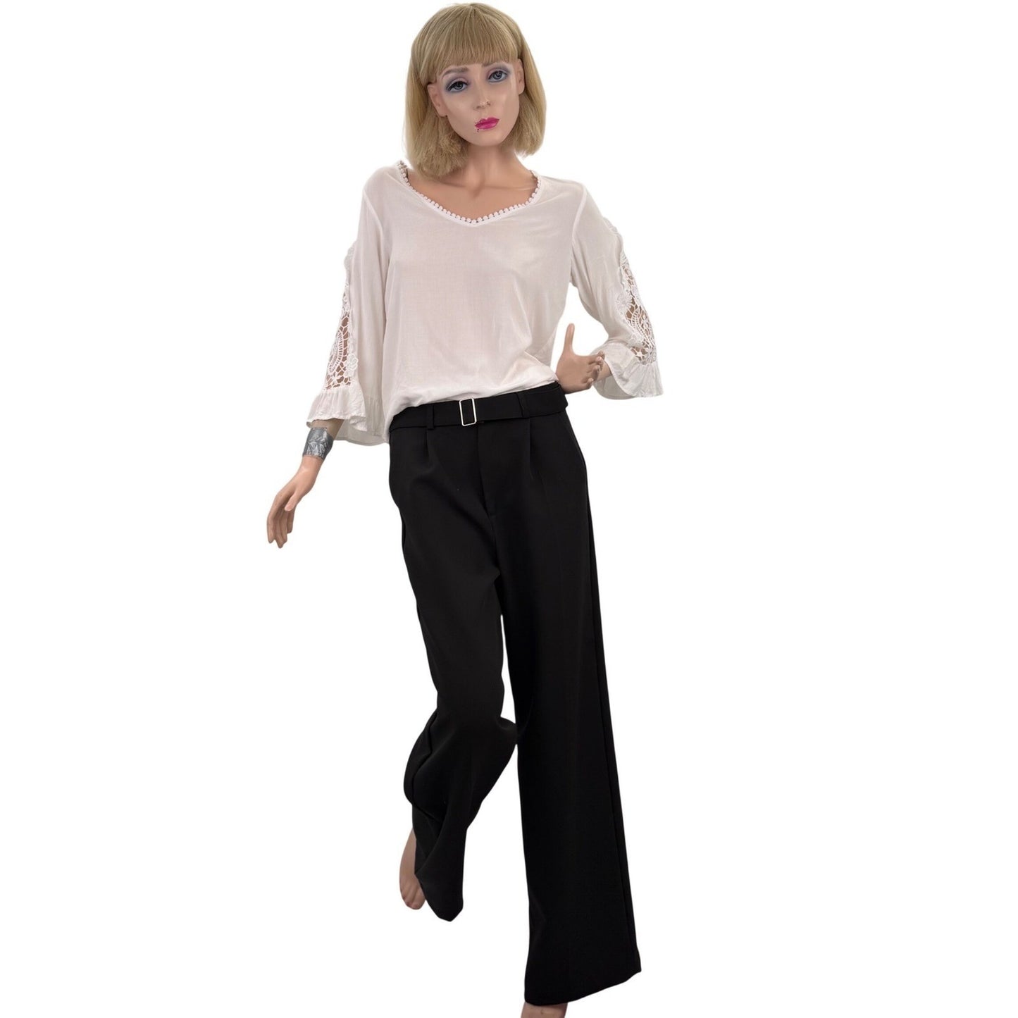 Streetwear Society Black Tailored Wide Leg Pants | Minimalist Office Siren XS