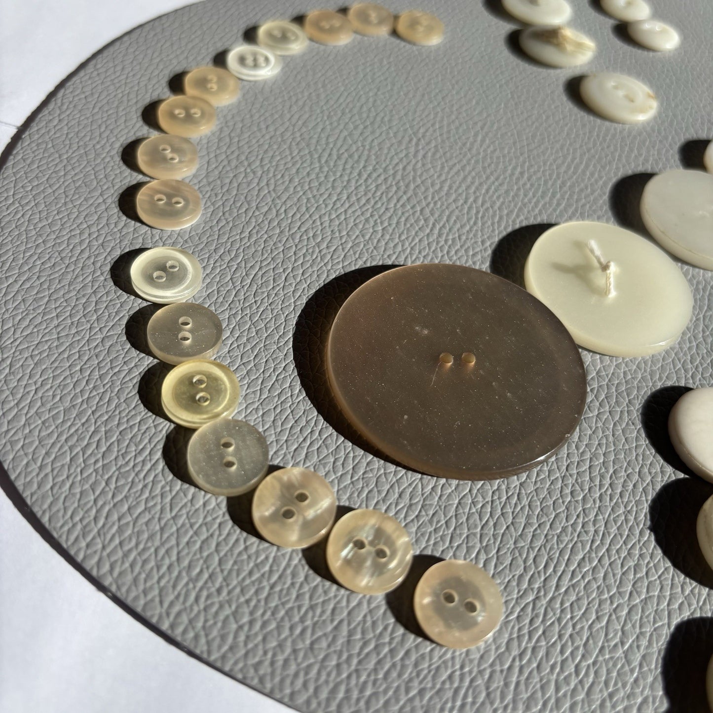 Vintage White Button Lot ~ 113  Mixed Material Size Small Medium large 2 Hole