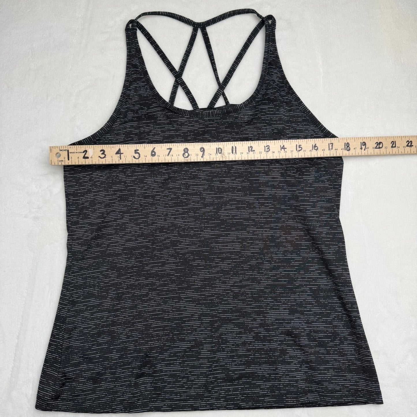 Joe Fresh Active Tank Top Strappy Lattice Back Space Dye Black White Large