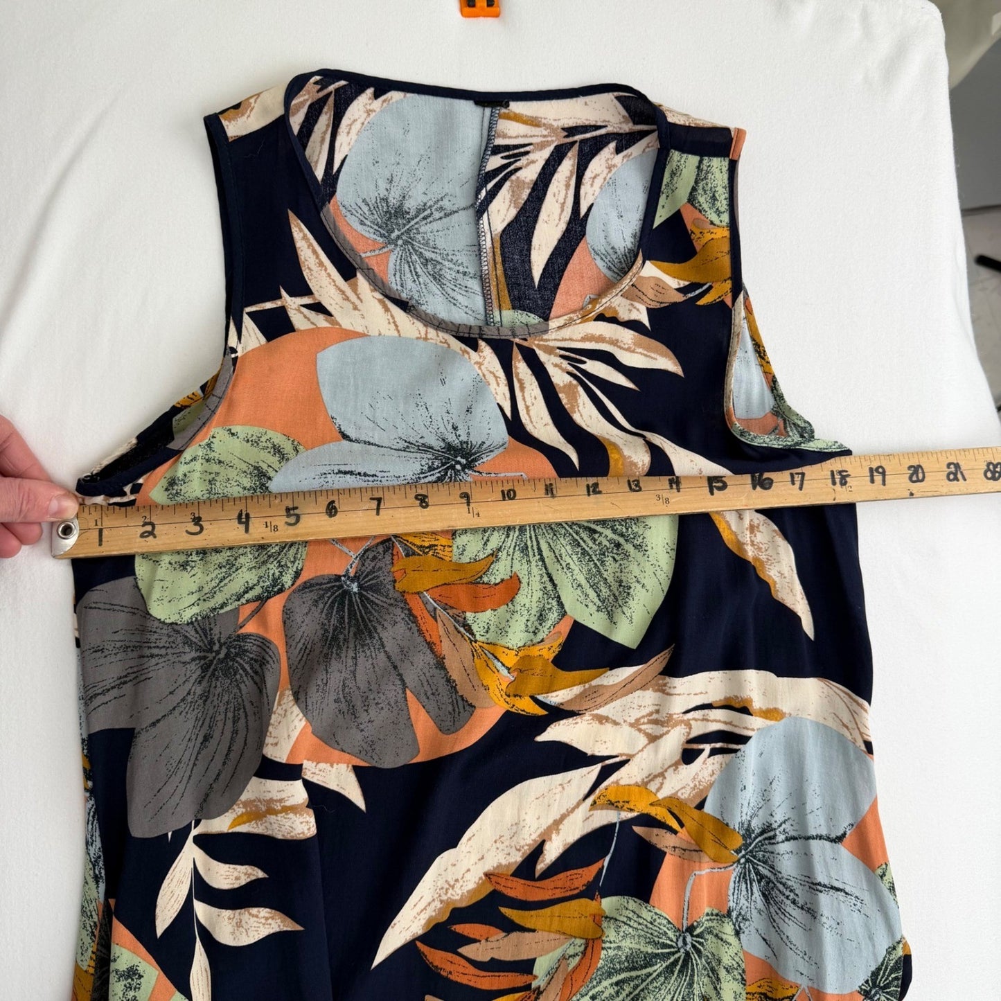 Tropical Leaf Print Sleeveless Maxi Shift Dress Medium Boho Naturecore Coastal