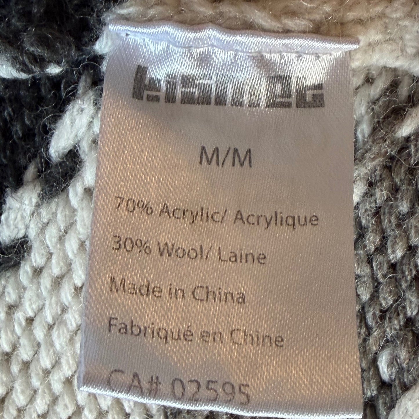 Kismet Zip Up Hooded Cardigan Wool Blend Geometric Cabin Gorpcore Sweater Size M