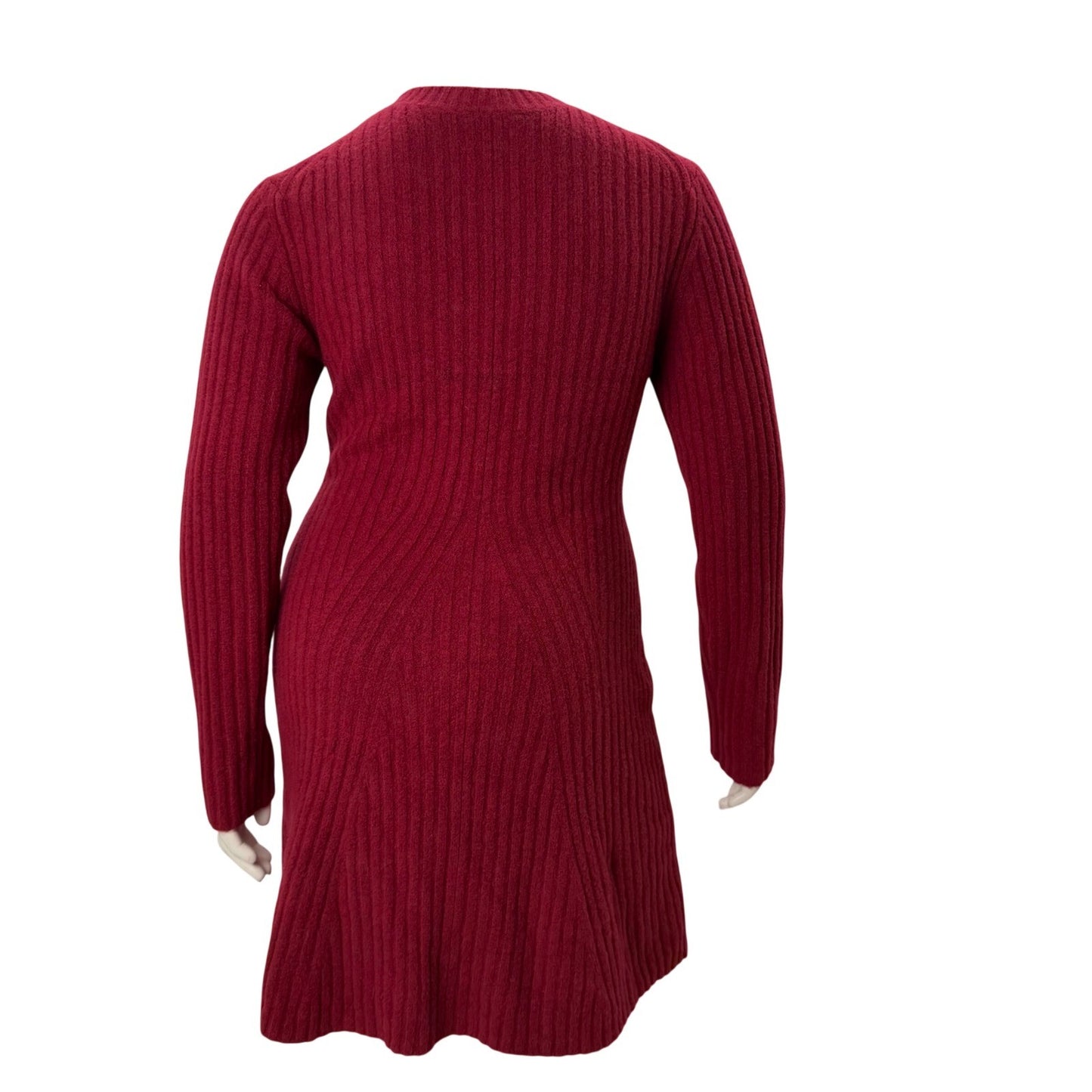 George Sweater Dress Red Ribbed Knit Long Sleeve Crew Neck Winter Cozy Large
