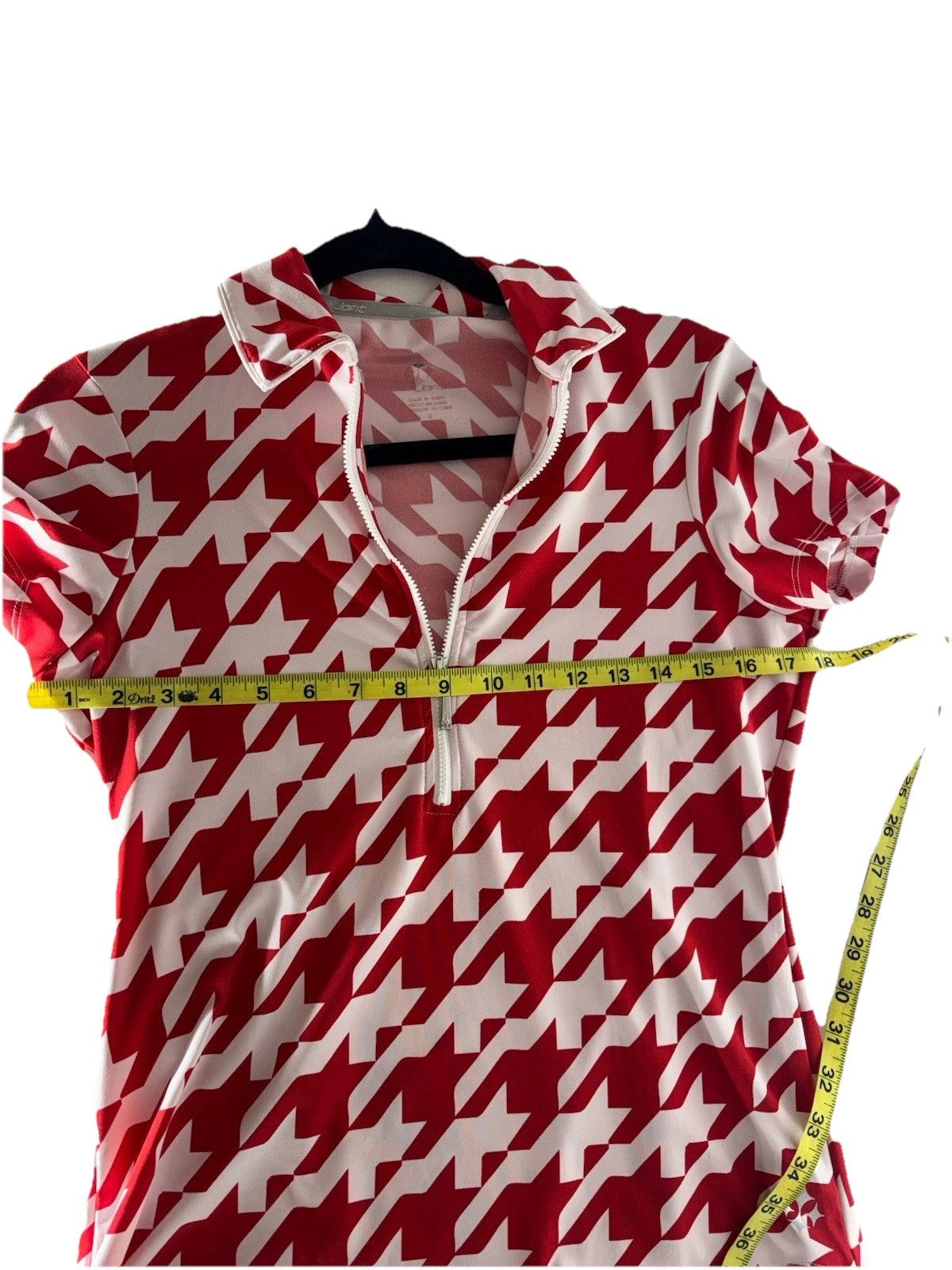 Joefit Cycling Top Red+ White Houndstooth Sz Small Activewear Sports Athleisure