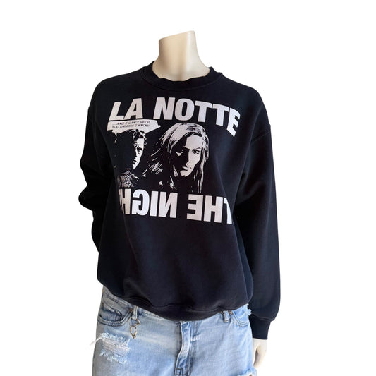 La Notte Sweatshirt Graphic Film Print Indie Sleaze Cinephile Black M/L
