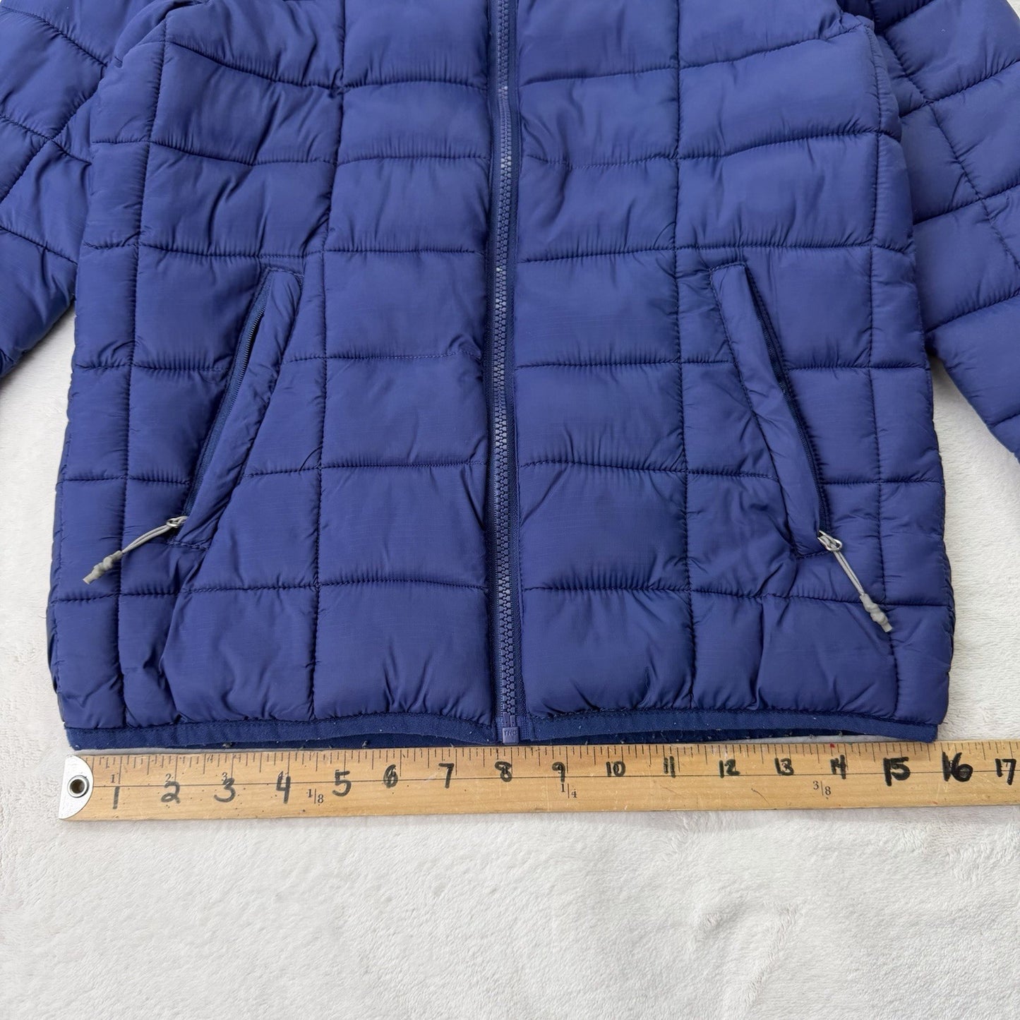 Outbound Puffer Jacket Men’s Large Blue Hooded Lightweight Nylon Coat Gorpcore