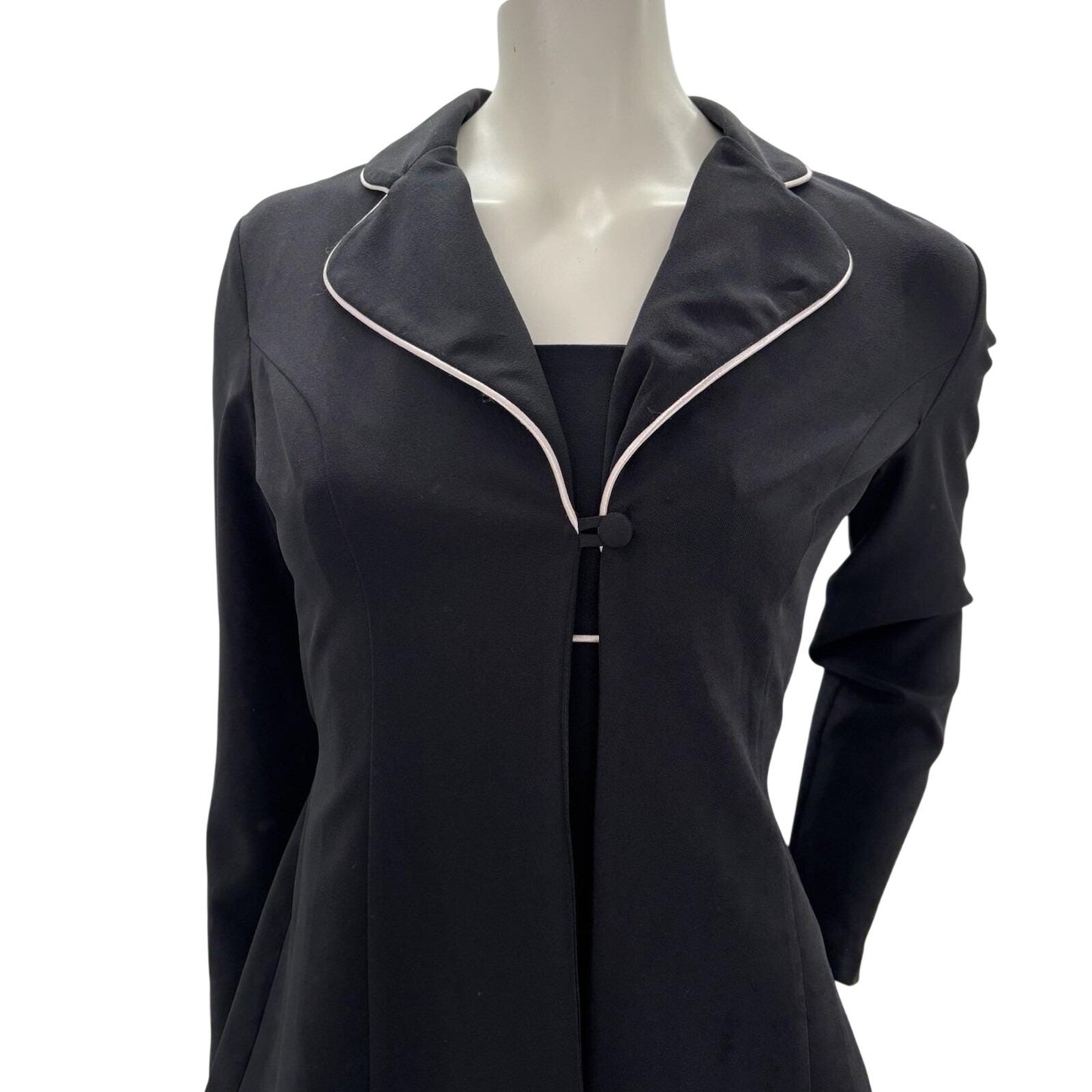 Vintage Dress & Jacket Set Elegant Signature Black Pink Piping Canada Sz 5  Luxe