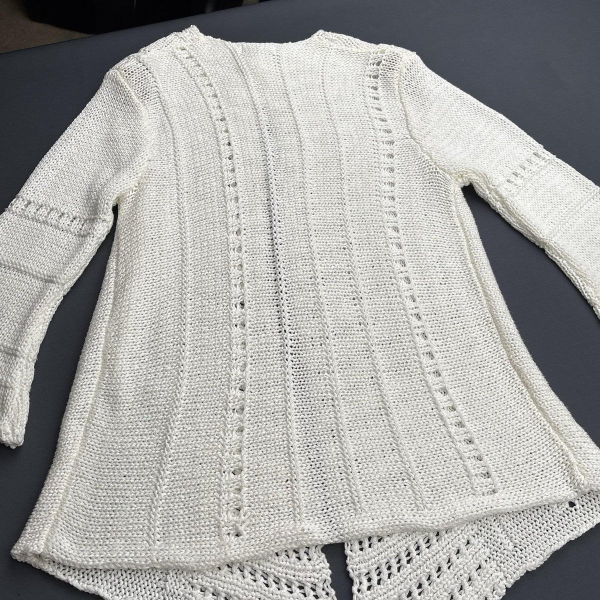 Vintage MOFFI International Ivory Open Knit Cardigan Bell Sleeve  Boho Sz Small