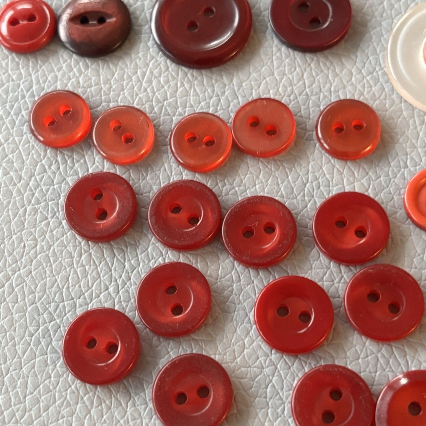 Vintage Red Button Lot Two Hole, Early Plastics Sewing Crafts Small Medium Large