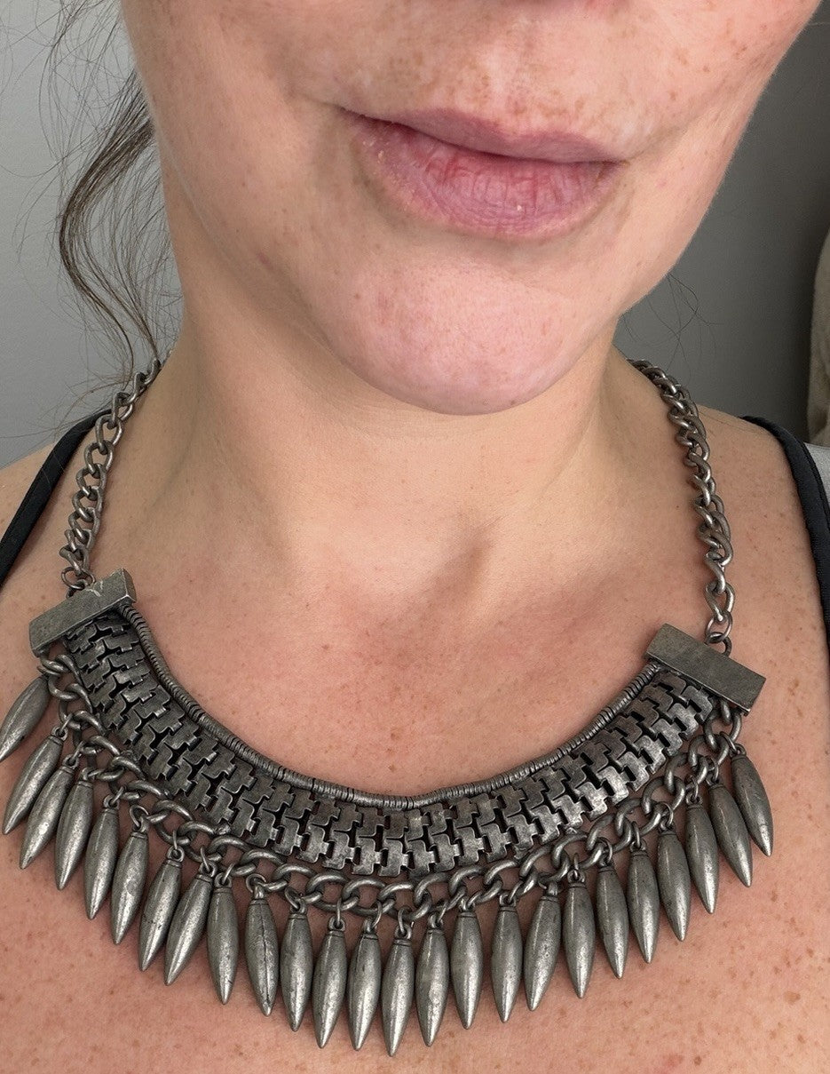 RELIGION London Gunmetal Spike Bib Necklace — detail photo 5