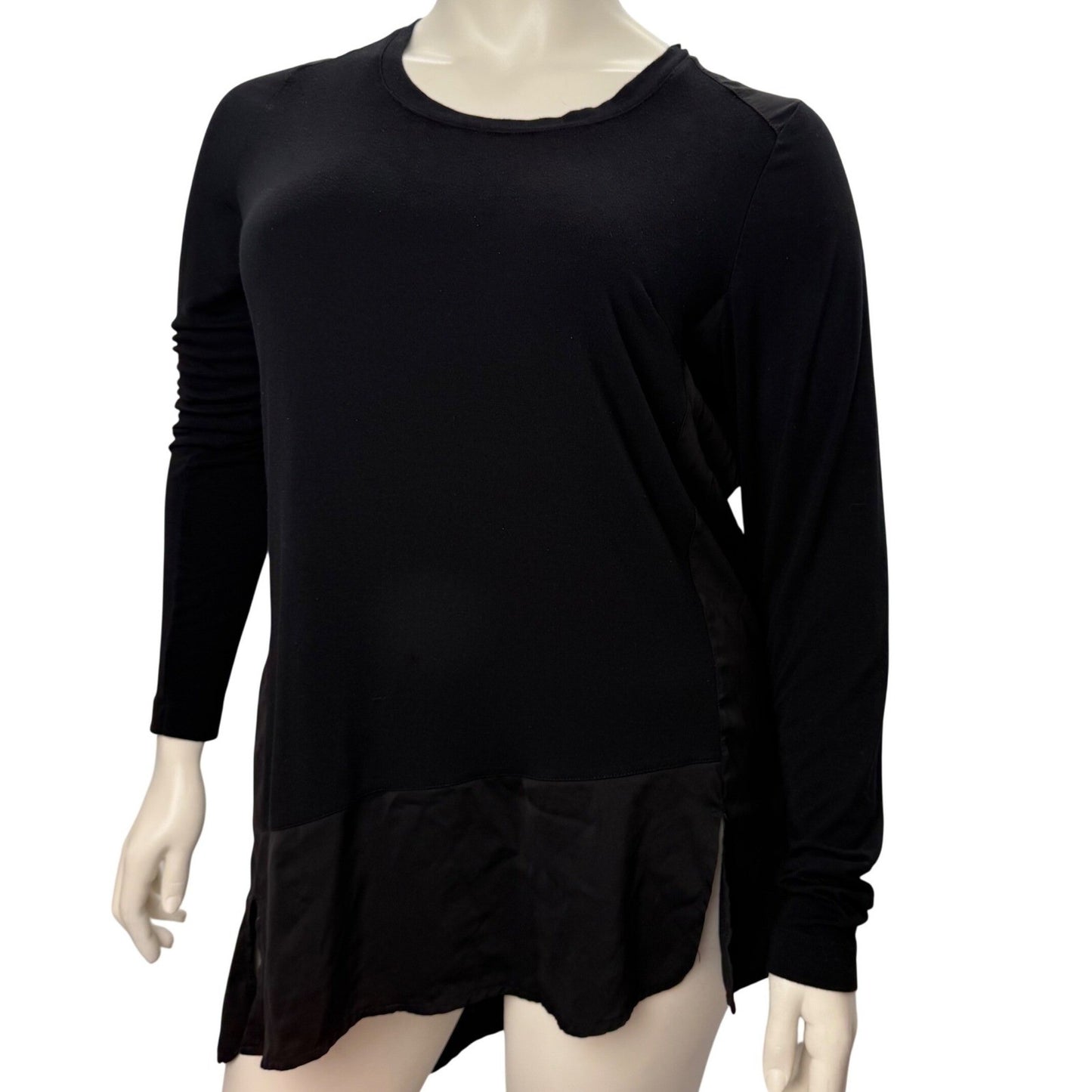 Melissa McCarthy Black Long Sleeve Tunic Asymmetrical Minimalist Lagenlook XL