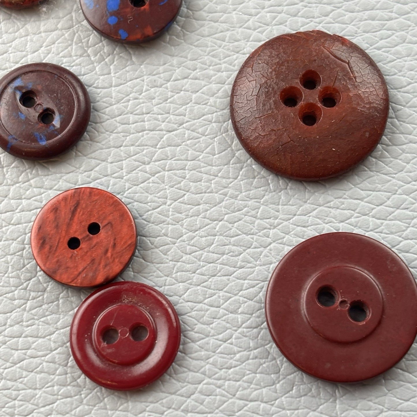 Vintage Burgundy Red Buttons Lot. 18 Piece Two Hole Four Hole Small Md Crafts