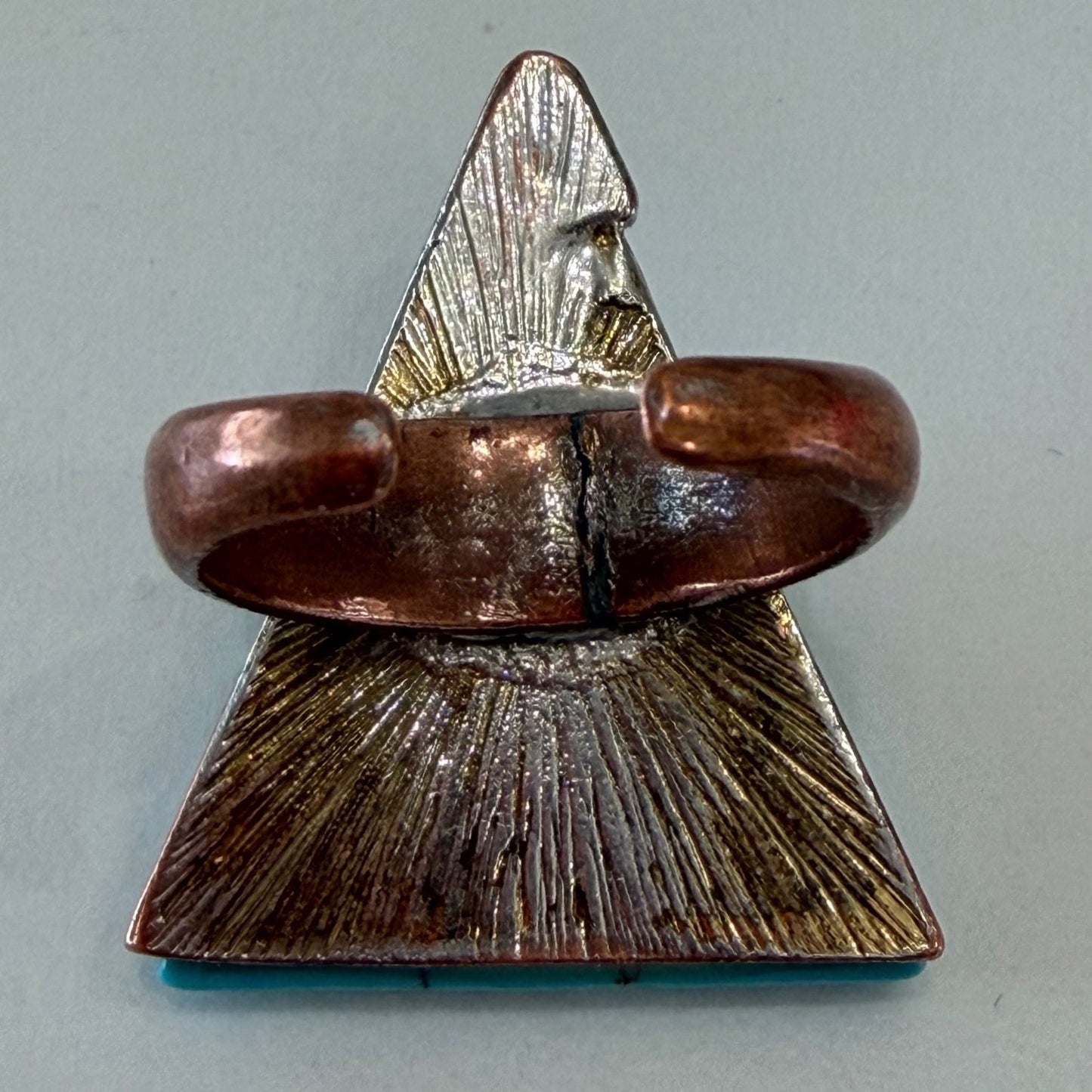 Turquoise Triangle Ring Geometric Bohemian Style Southwestern Statement  OS