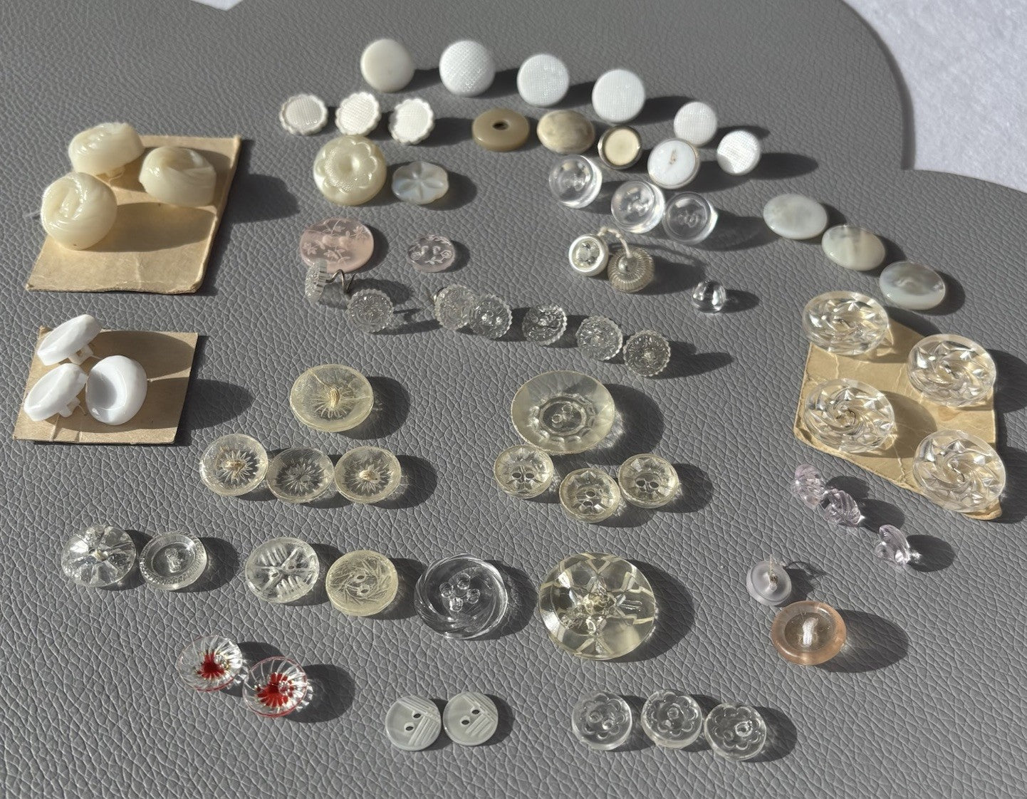 Vintage Glass Lucite Celluloid Button Lot ~ 69  Mixed Styles 1930’s-50’s