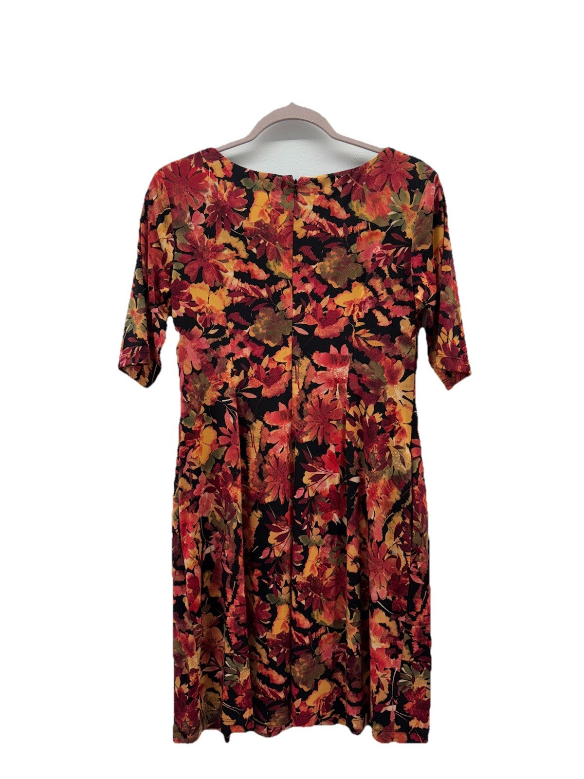 Laura Petites Floral Midi Dress Sz8 Trad Wife 3/4 Sleeve Boatneck Pockets Pleats