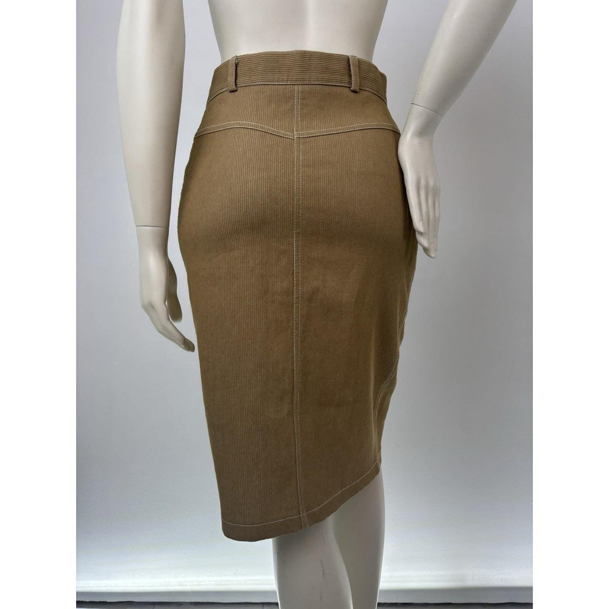 Vintage Escalade Paris Beige Pencil Skirt Front Zipper Office Siren Womens Small
