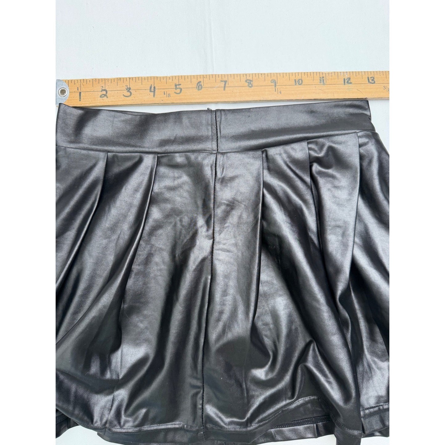 Avidlove Black Faux Leather Pleated Mini Skirt Women's Size S