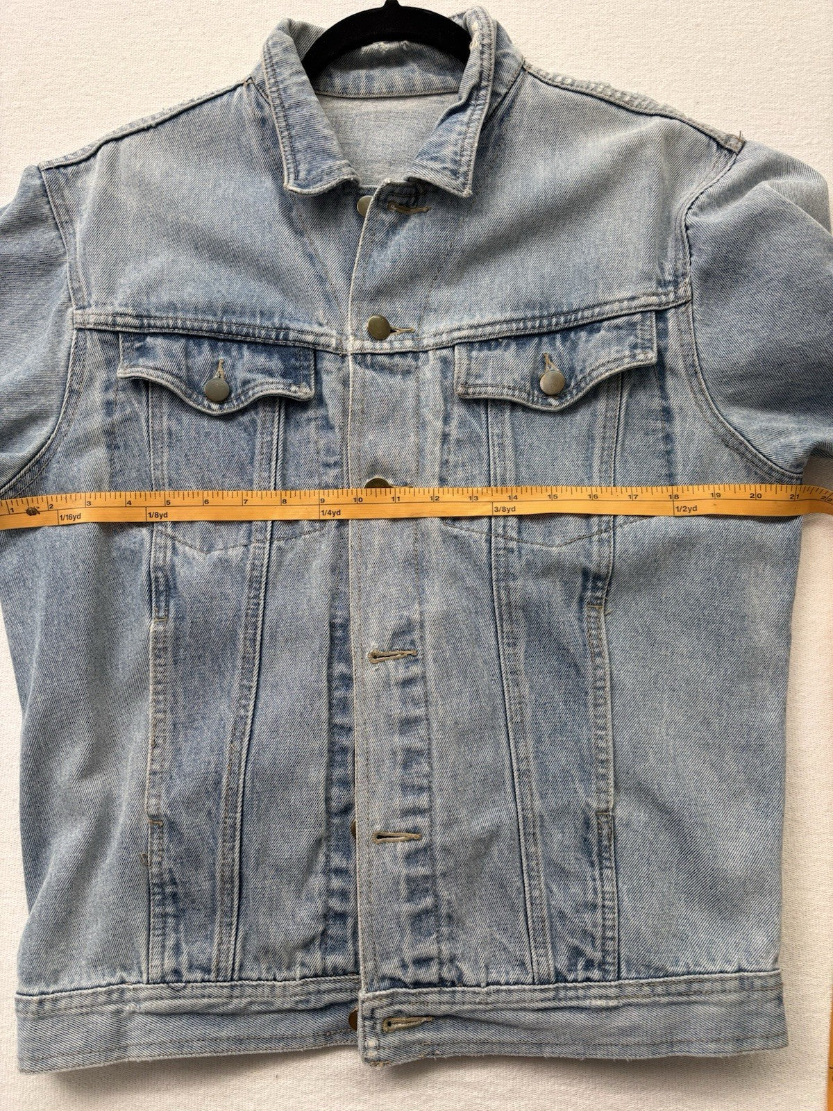 Vintage Oversized Light Wash Denim Jacket 80s 90s Unisex Grunge Distressed Lrge