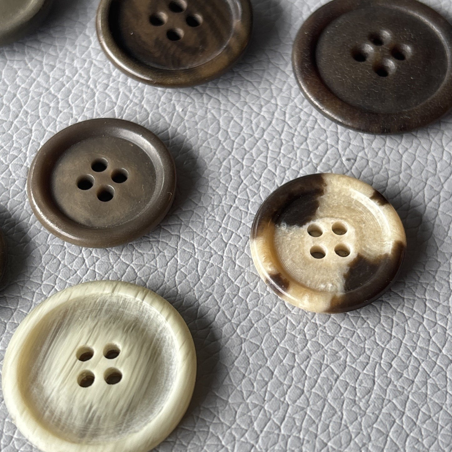 Vintage Button Lot Of  Grey Brown Beige Medium, Lg  Round Wooden + Plastic